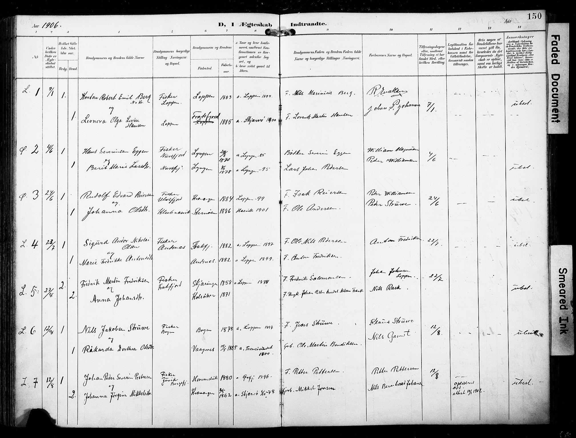 Loppa sokneprestkontor, SATØ/S-1339/H/Ha/L0009kirke: Parish register (official) no. 9, 1895-1909, p. 150