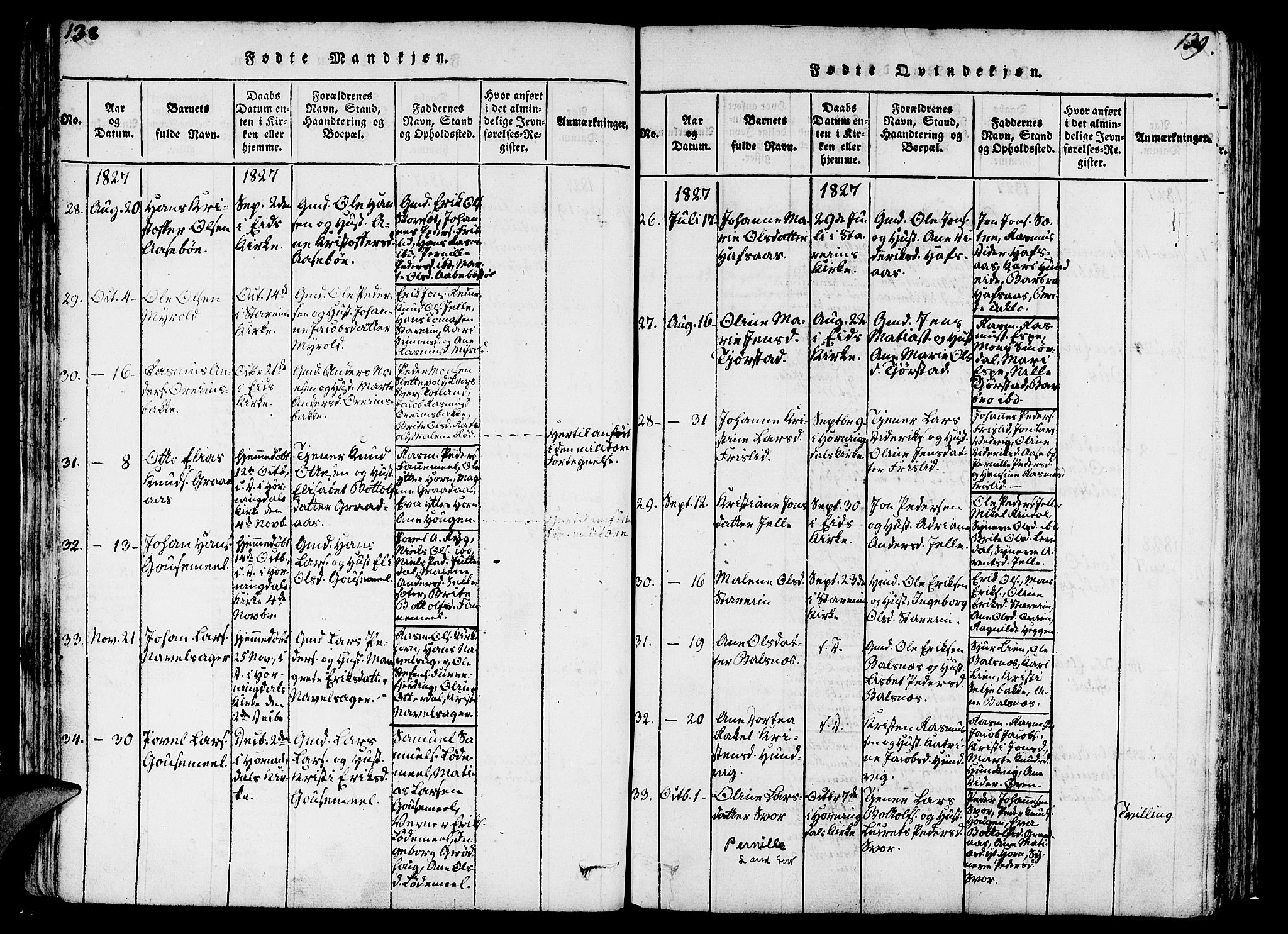 Eid sokneprestembete, AV/SAB-A-82301/H/Haa/Haaa/L0005: Parish register (official) no. A 5, 1816-1830, p. 138-139