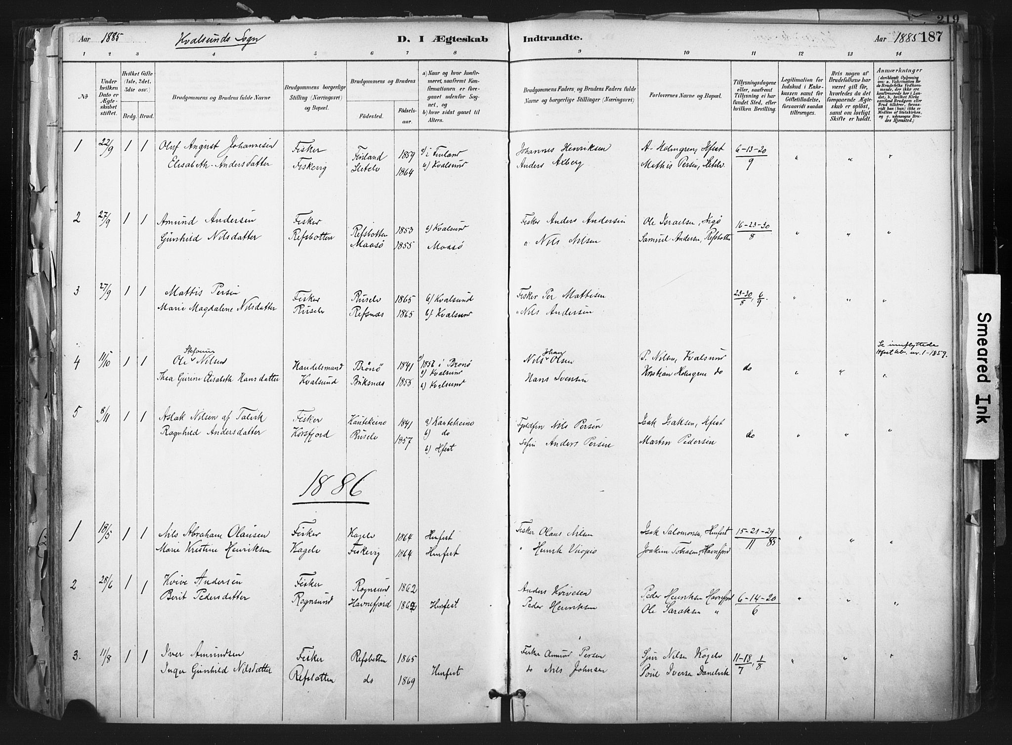 Hammerfest sokneprestkontor, AV/SATØ-S-1347/H/Ha/L0011.kirke: Parish register (official) no. 11 /2, 1885-1897, p. 187