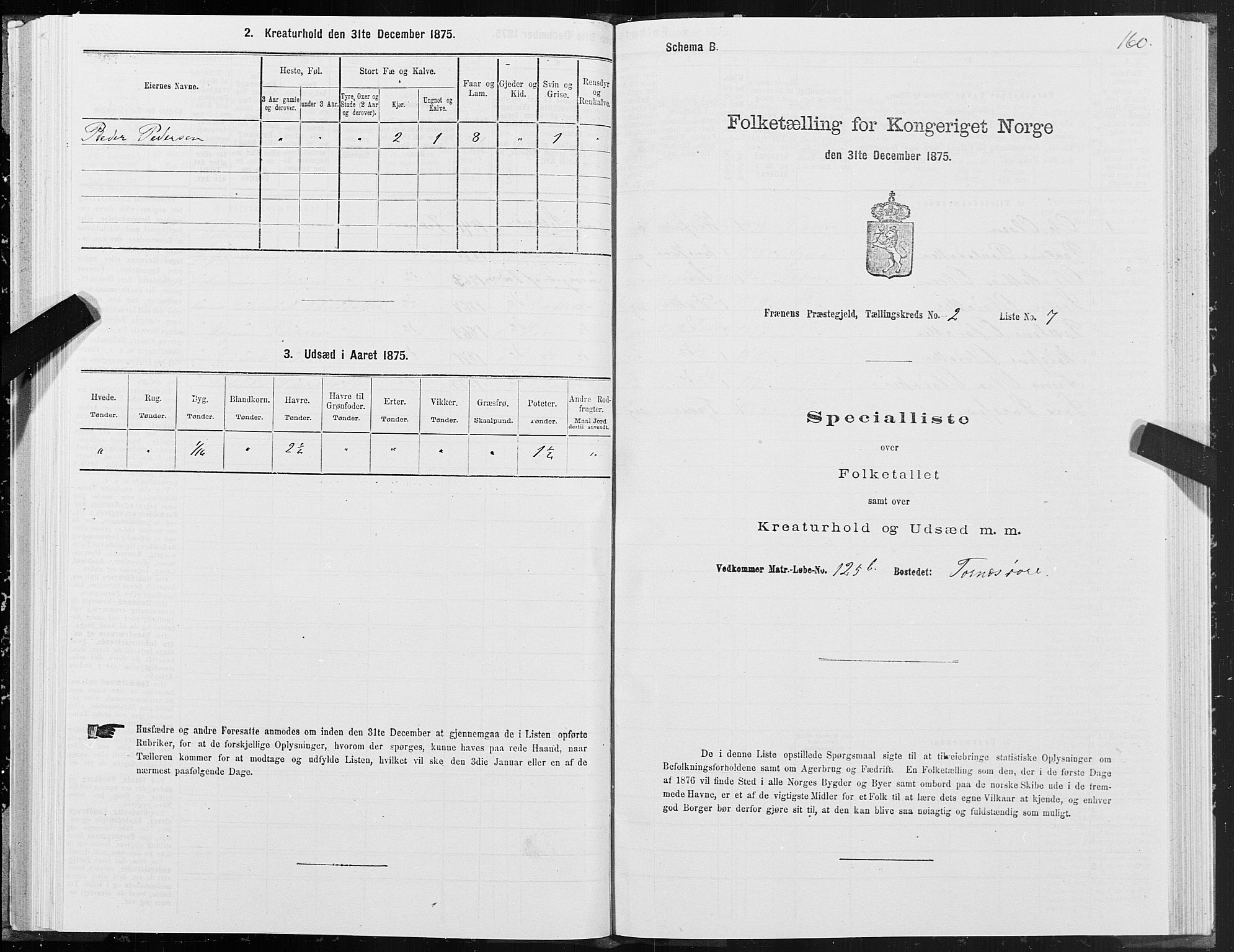 SAT, 1875 census for 1548P Fræna, 1875, p. 1160