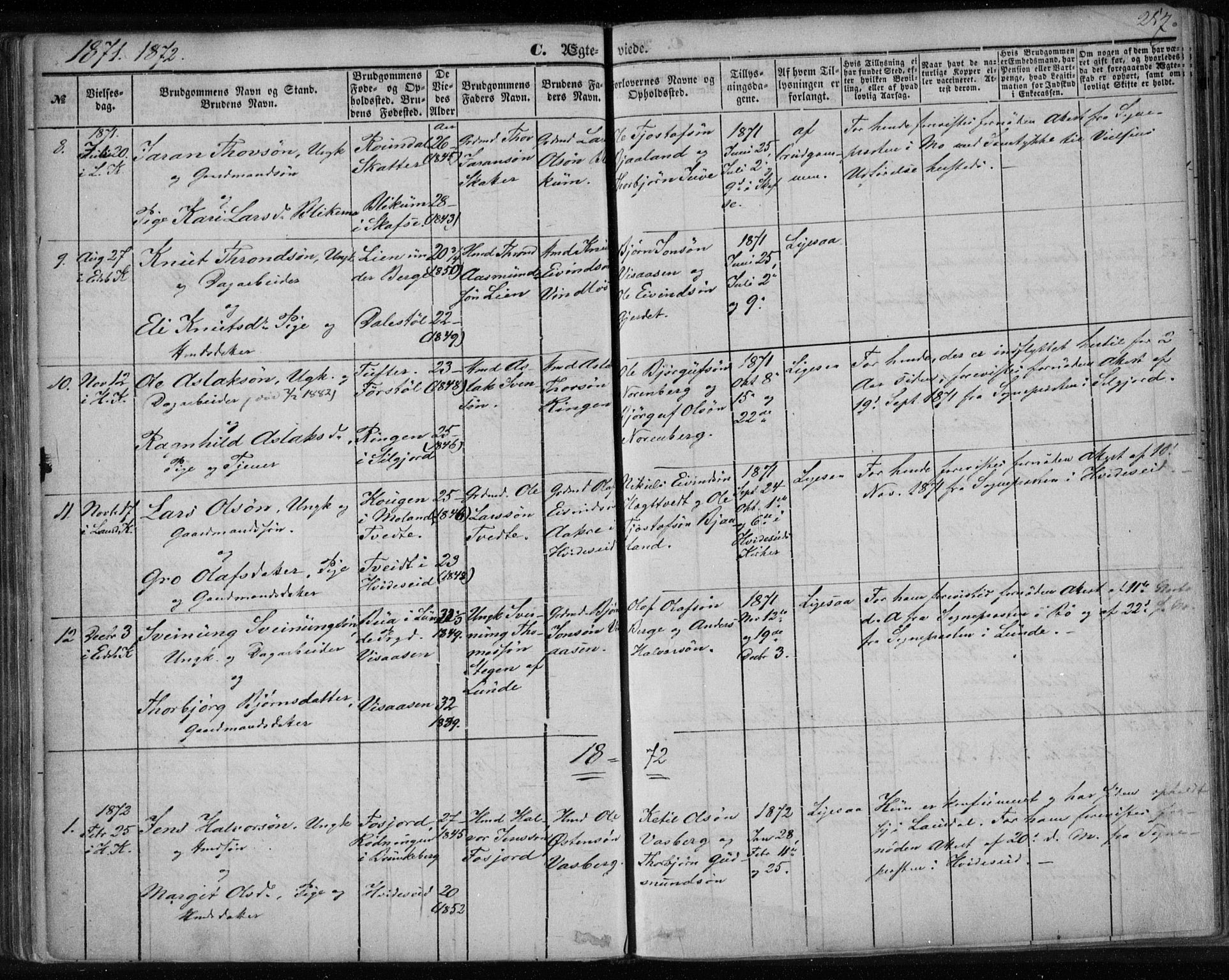 Lårdal kirkebøker, AV/SAKO-A-284/F/Fa/L0006: Parish register (official) no. I 6, 1861-1886, p. 257