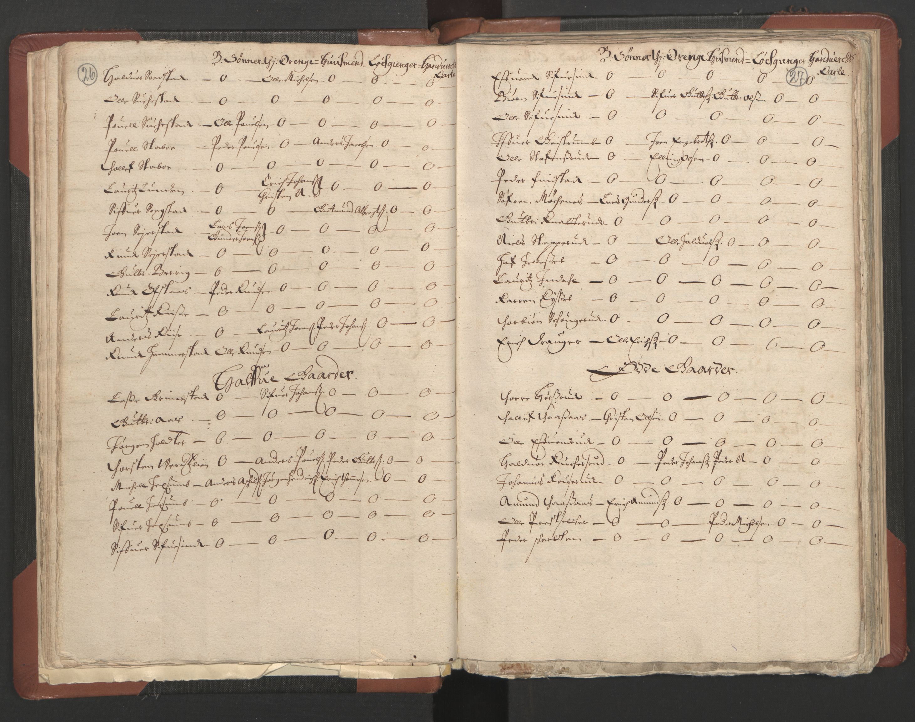 RA, Bailiff's Census 1664-1666, no. 4: Hadeland and Valdres fogderi and Gudbrandsdal fogderi, 1664, p. 26-27