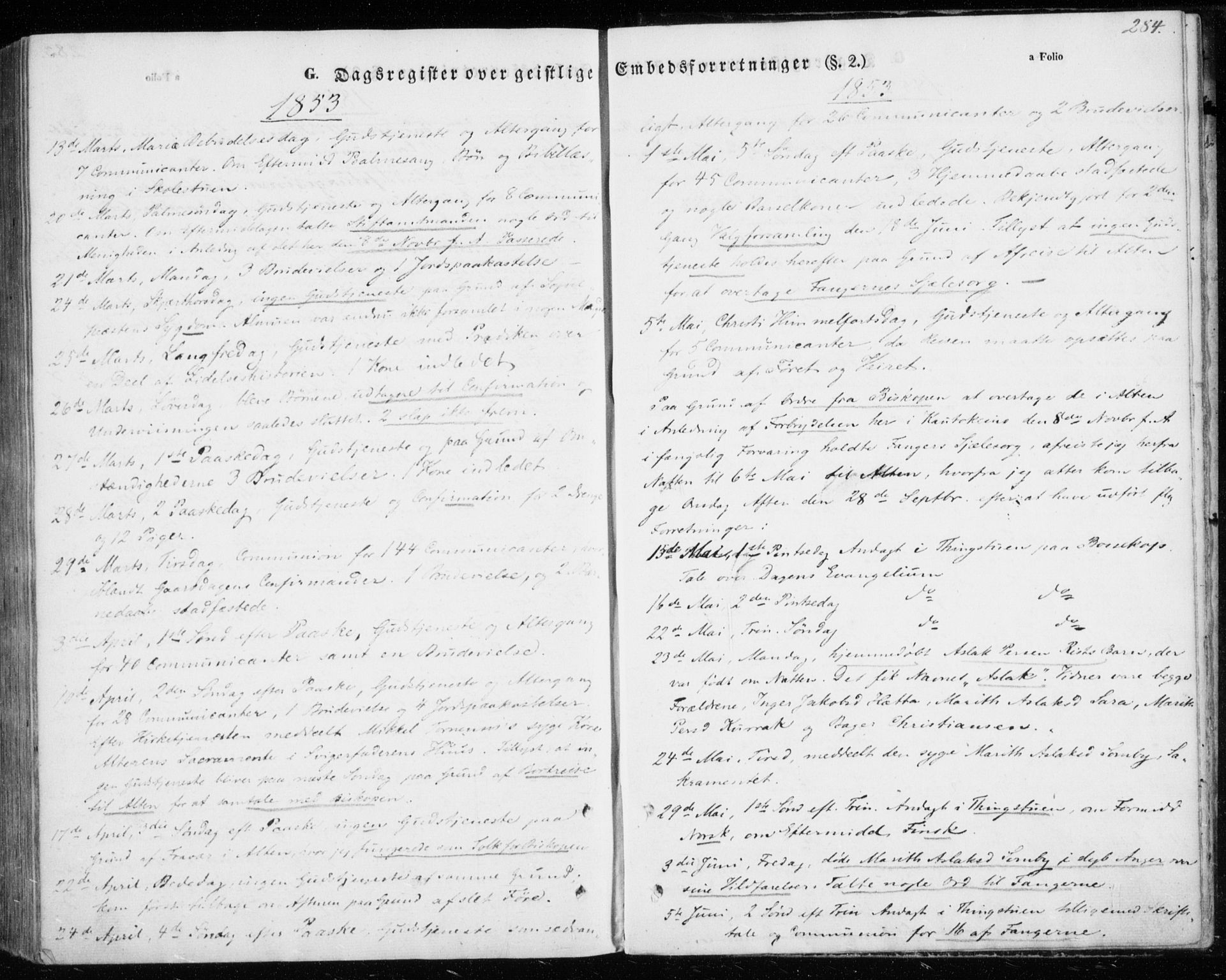 Kautokeino sokneprestembete, AV/SATØ-S-1340/H/Ha/L0002.kirke: Parish register (official) no. 2, 1843-1861, p. 284