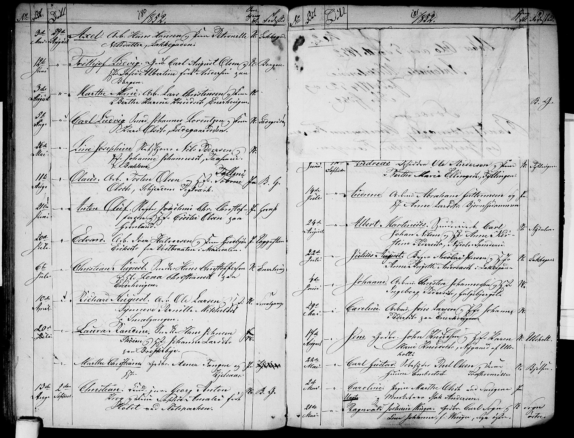 Aker prestekontor kirkebøker, AV/SAO-A-10861/G/L0009: Parish register (copy) no. 9, 1848-1852, p. 180-181