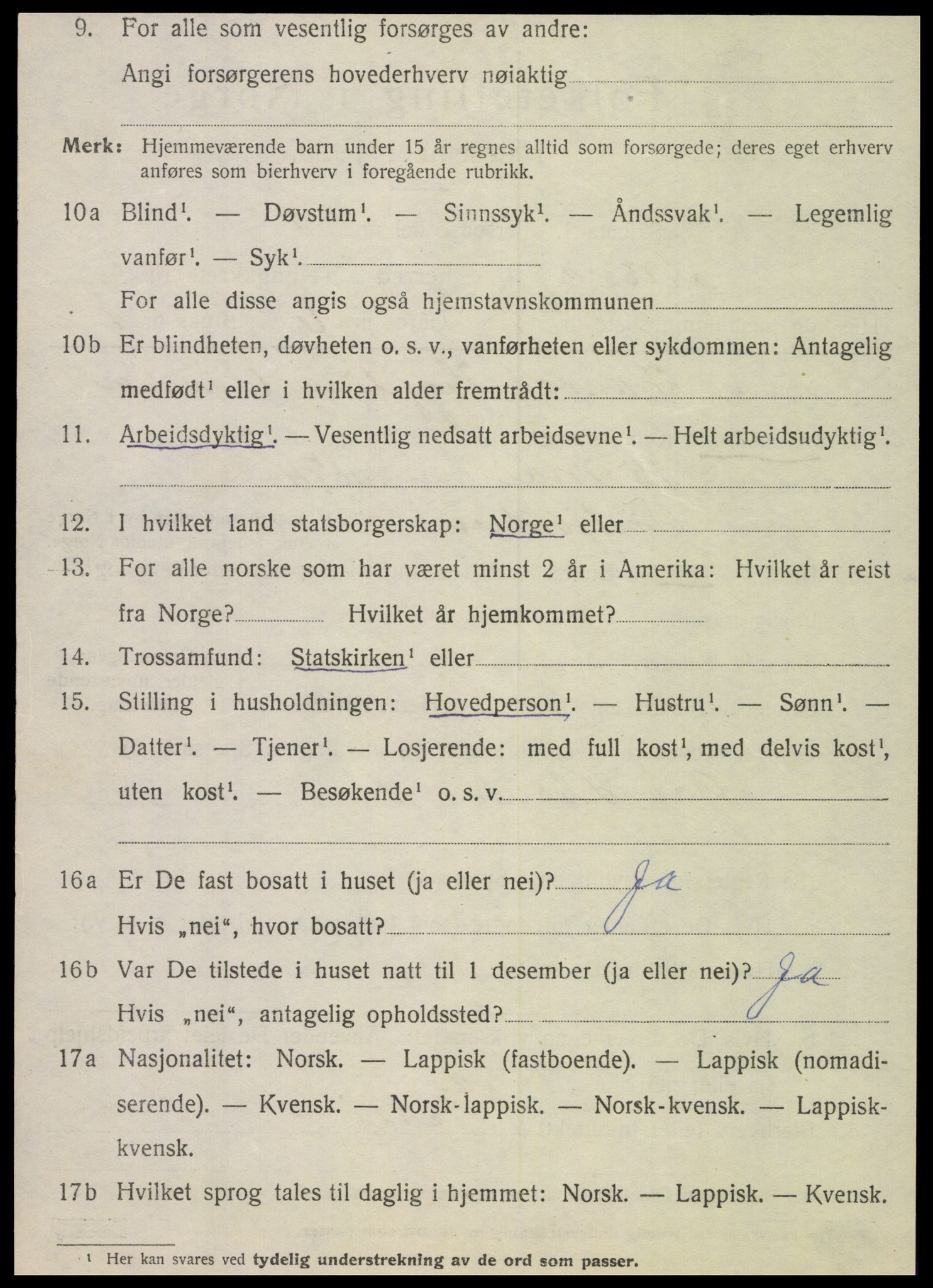 SAT, 1920 census for Nesna, 1920, p. 1728