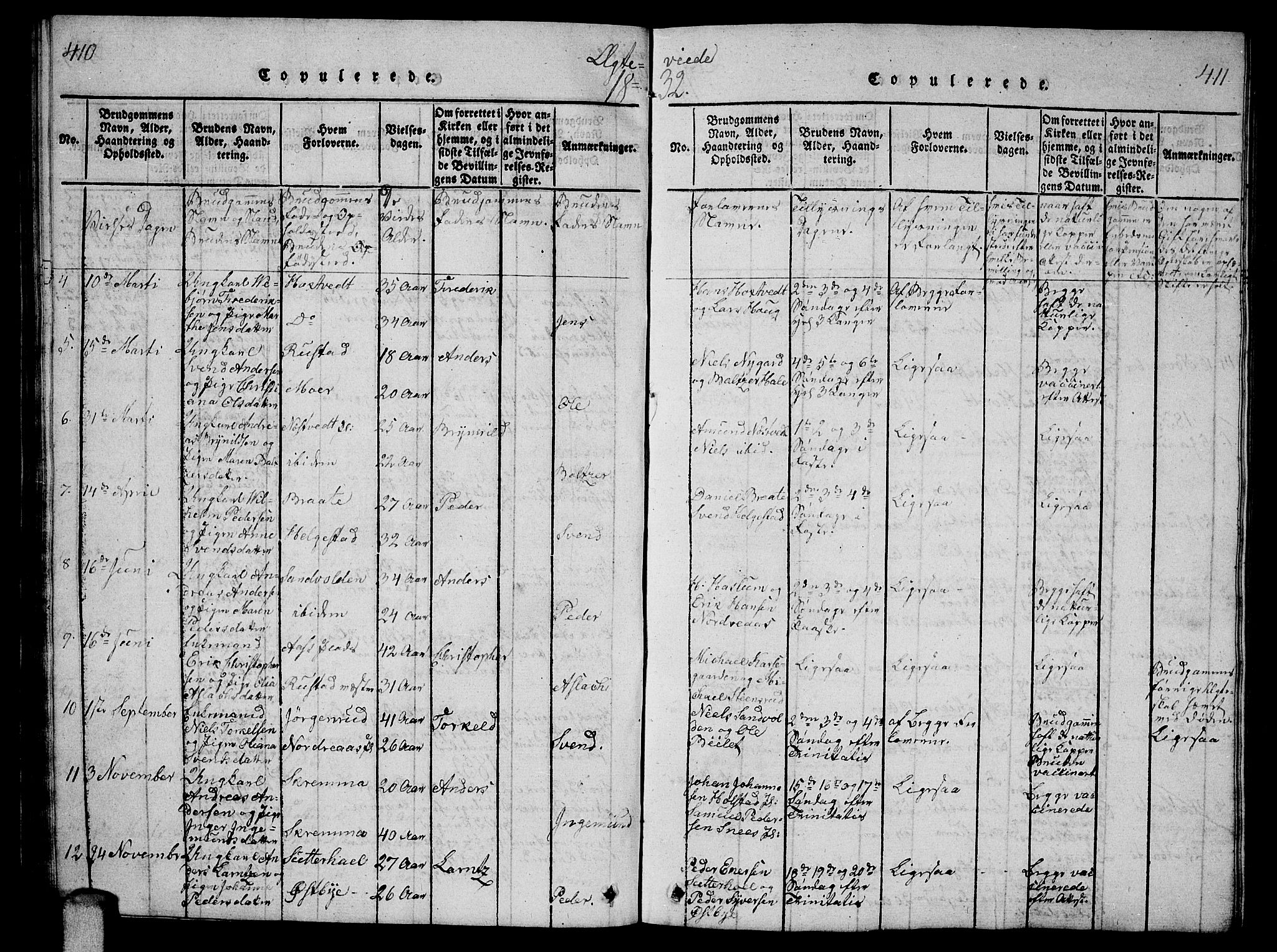 Ås prestekontor Kirkebøker, SAO/A-10894/G/Ga/L0002: Parish register (copy) no. I 2, 1820-1836, p. 410-411