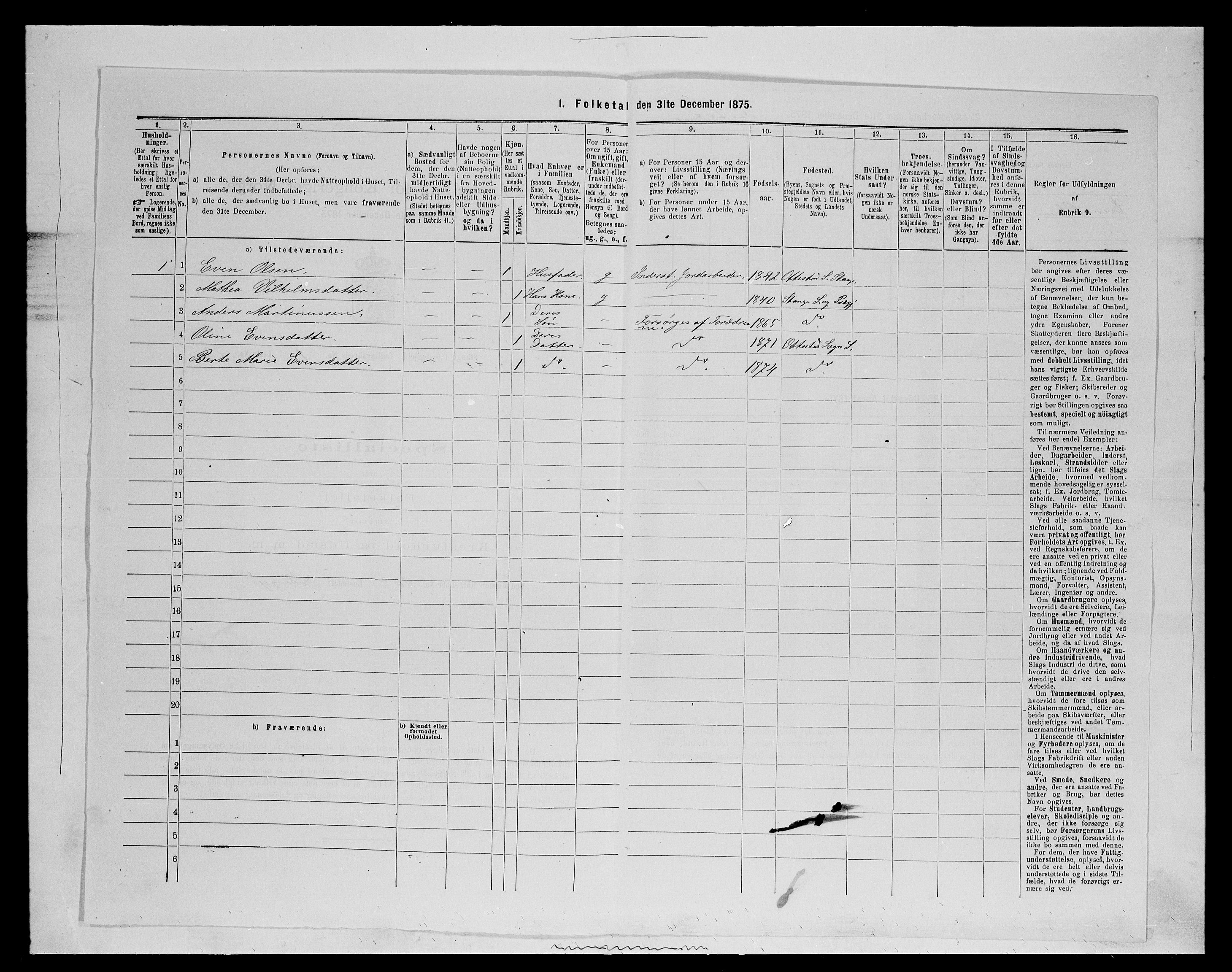 SAH, 1875 census for 0417P Stange, 1875, p. 147