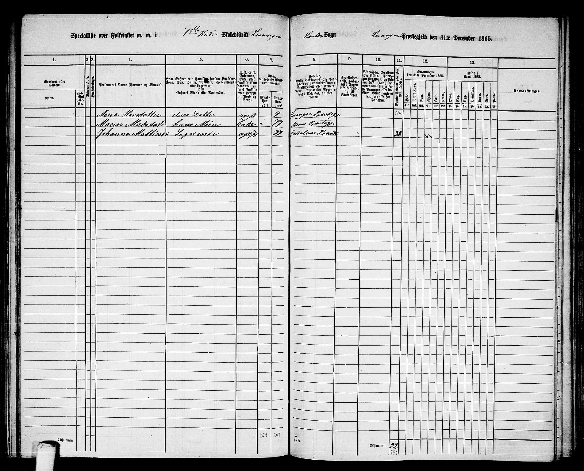 RA, 1865 census for Levanger/Levanger, 1865, p. 24