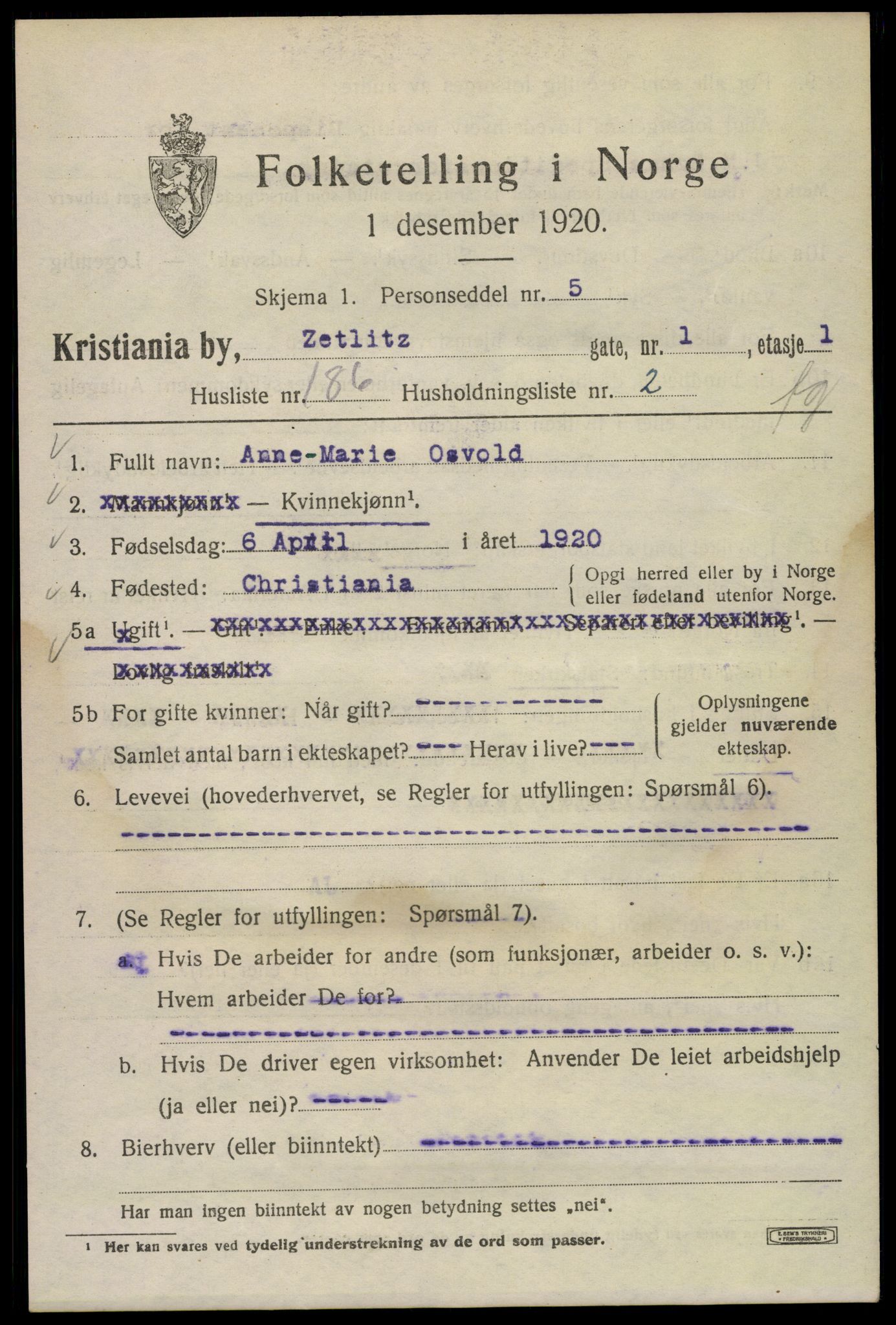 SAO, 1920 census for Kristiania, 1920, p. 654279