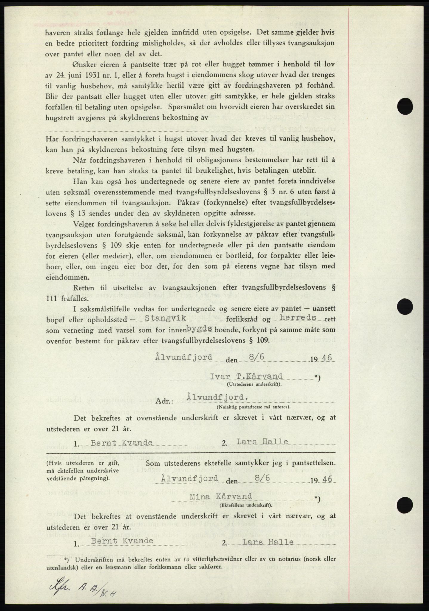 Nordmøre sorenskriveri, AV/SAT-A-4132/1/2/2Ca: Mortgage book no. B94, 1946-1946, Diary no: : 1125/1946