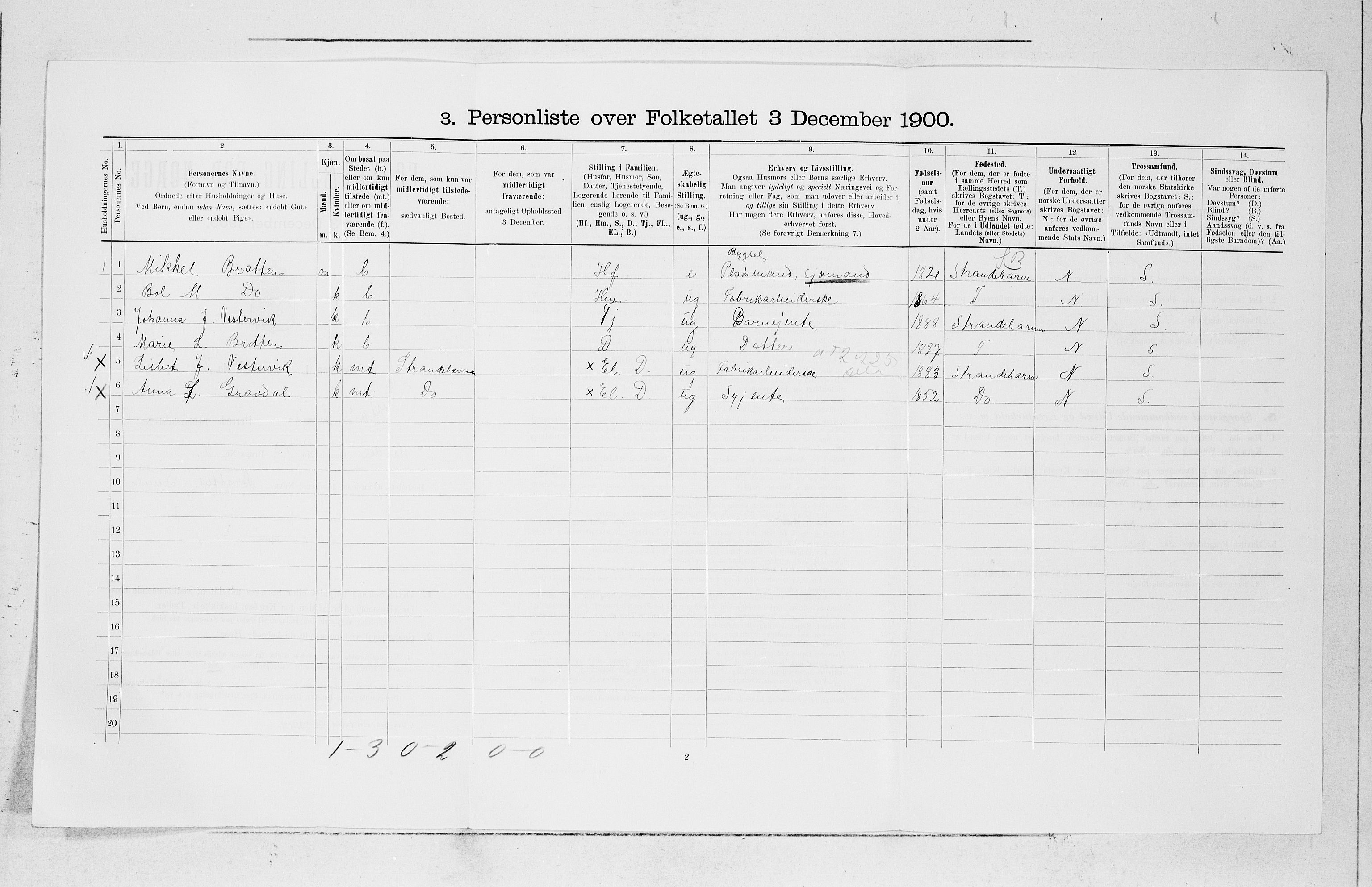 SAB, 1900 census for Kvinnherad, 1900, p. 1541
