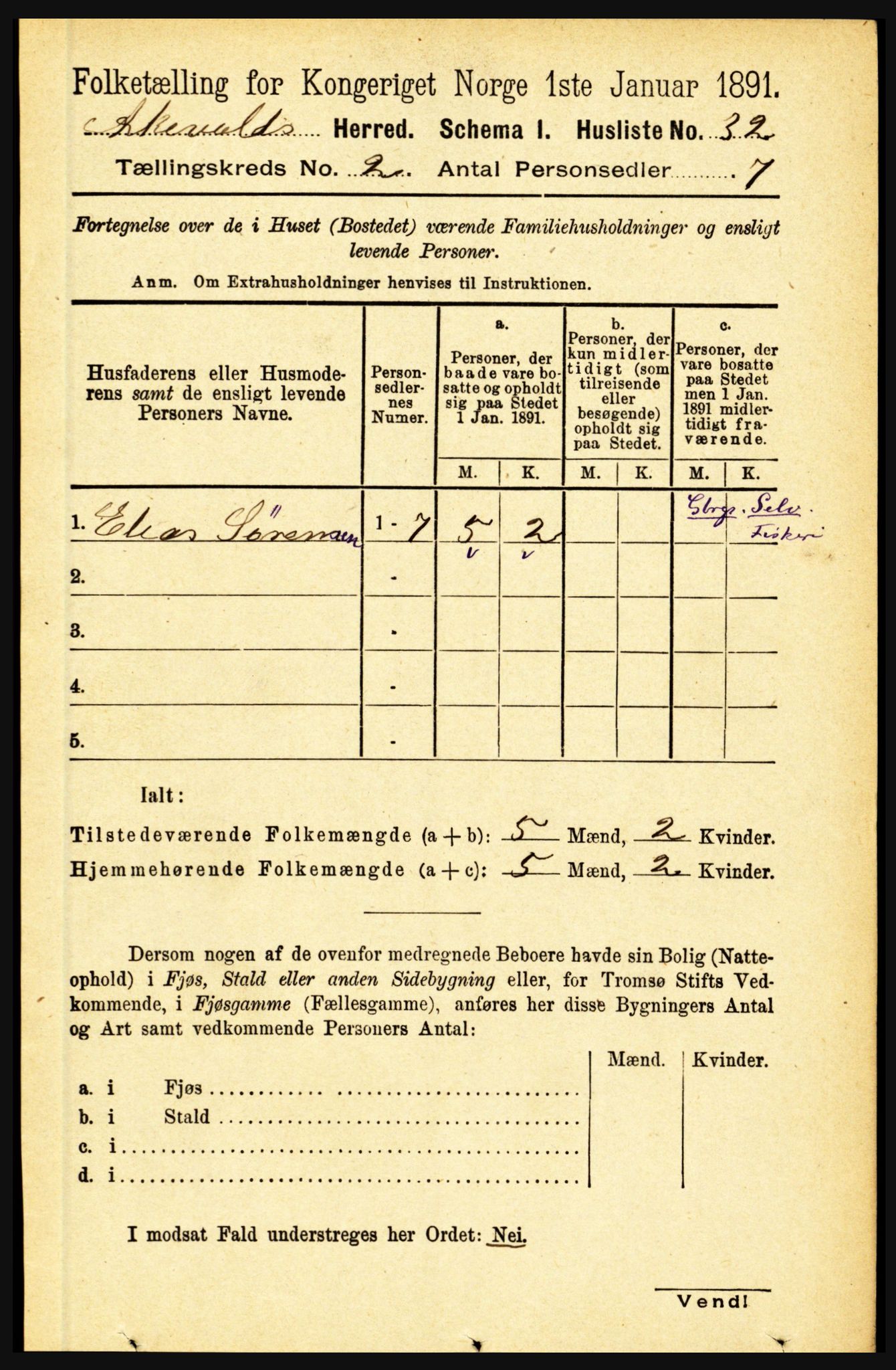 RA, 1891 census for 1428 Askvoll, 1891, p. 400