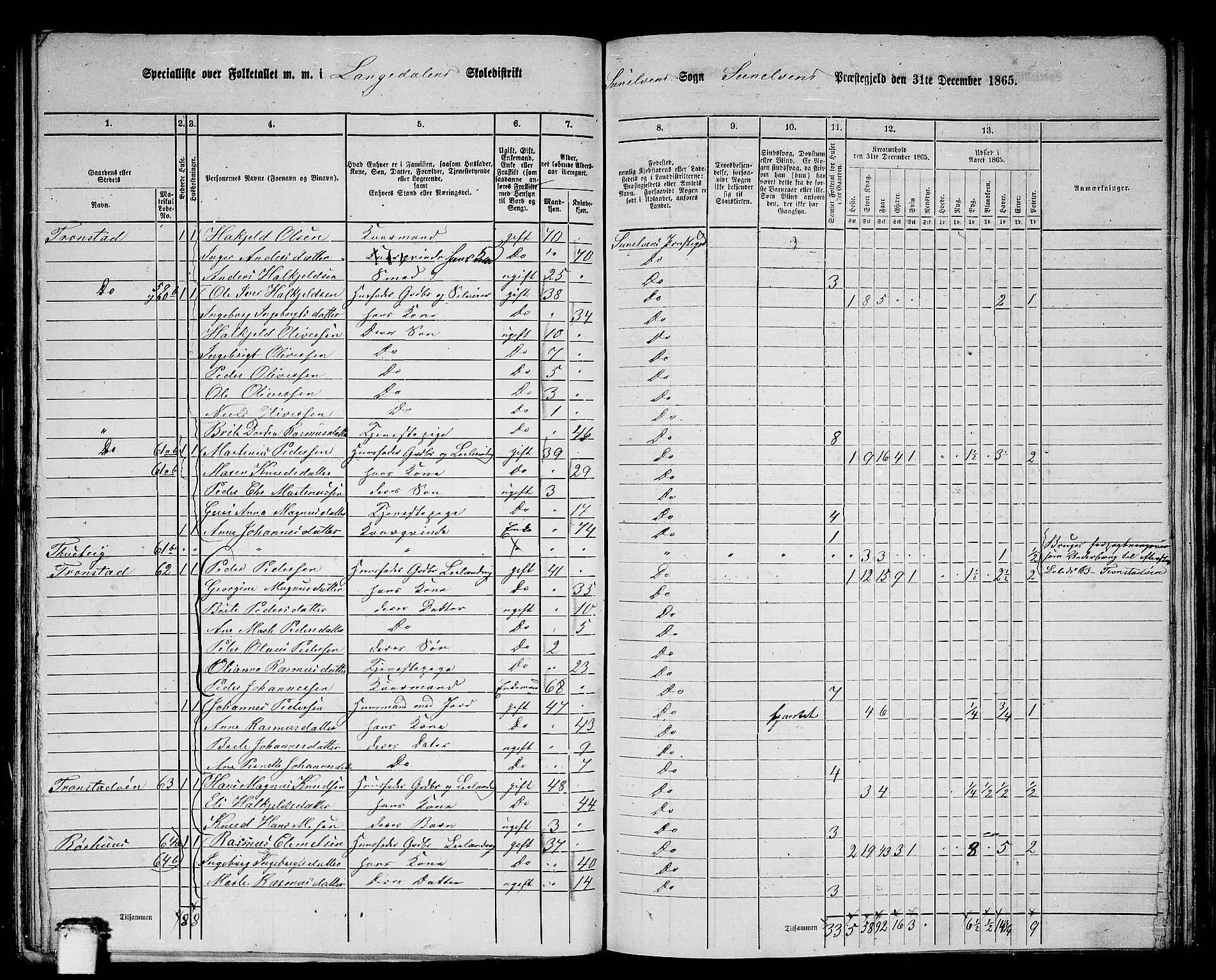 RA, 1865 census for Sunnylven, 1865, p. 21