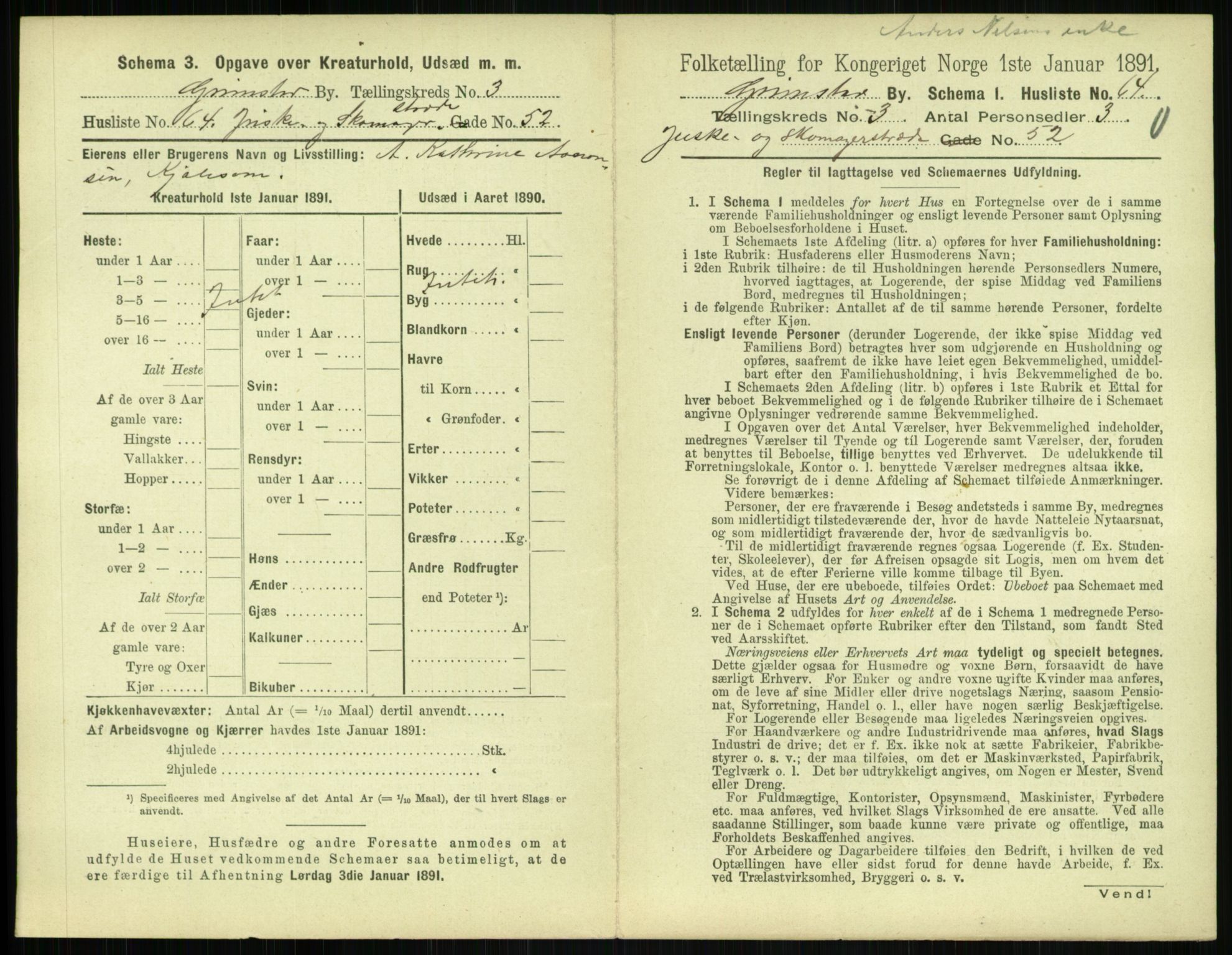 RA, 1891 census for 0904 Grimstad, 1891, p. 426