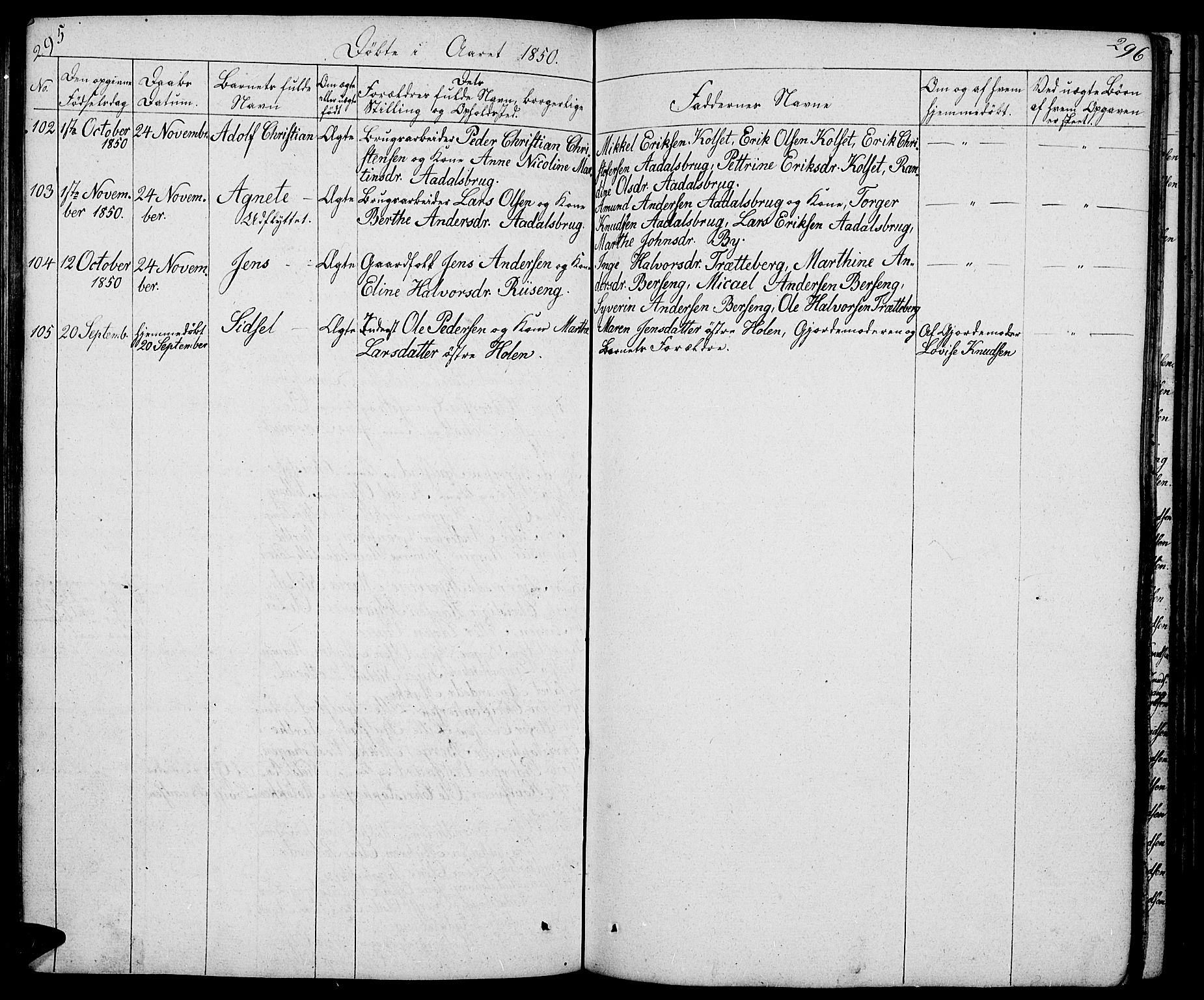 Løten prestekontor, AV/SAH-PREST-022/L/La/L0002: Parish register (copy) no. 2, 1832-1850, p. 295-296