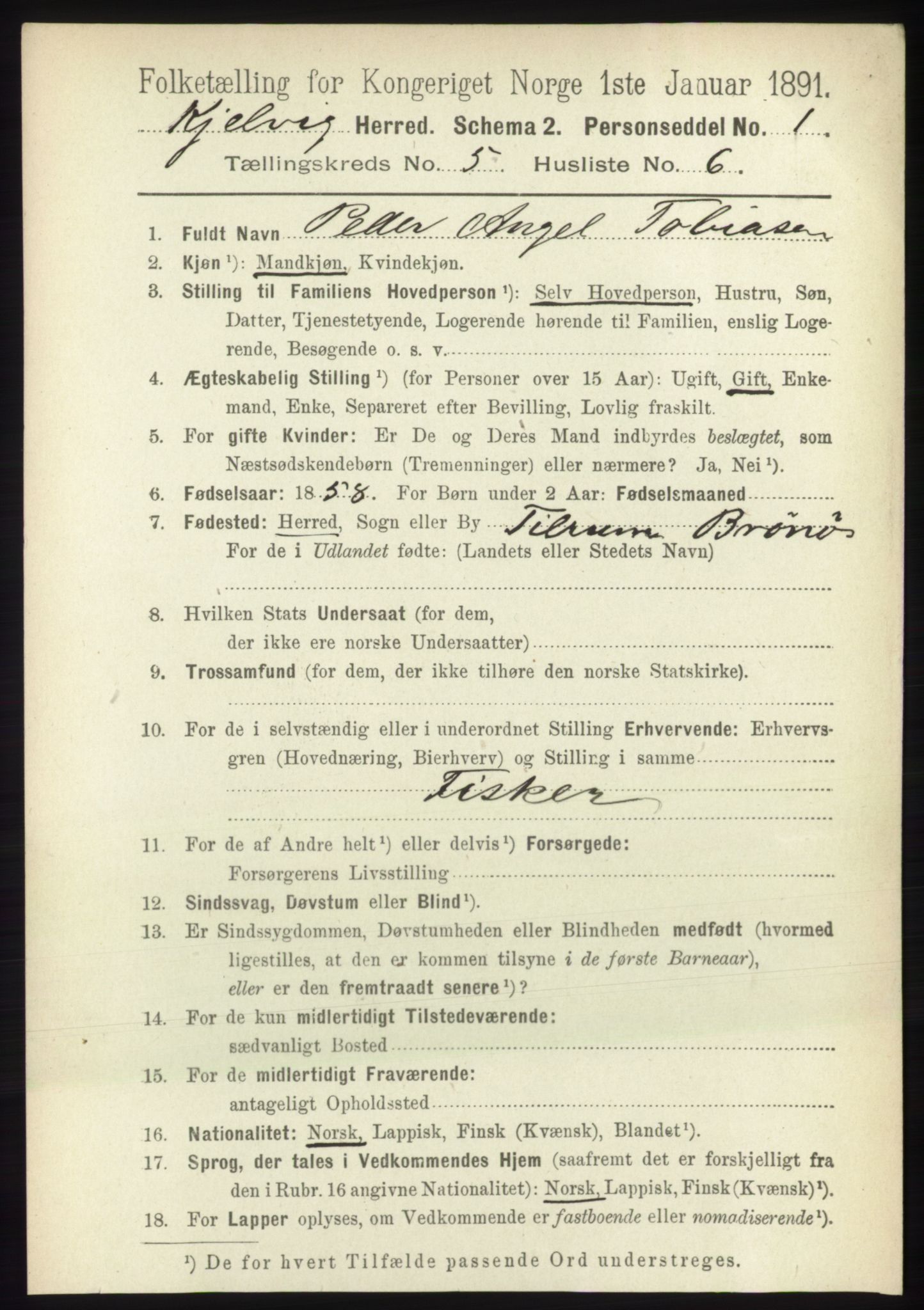 RA, 1891 census for 2019 Kjelvik, 1891, p. 574