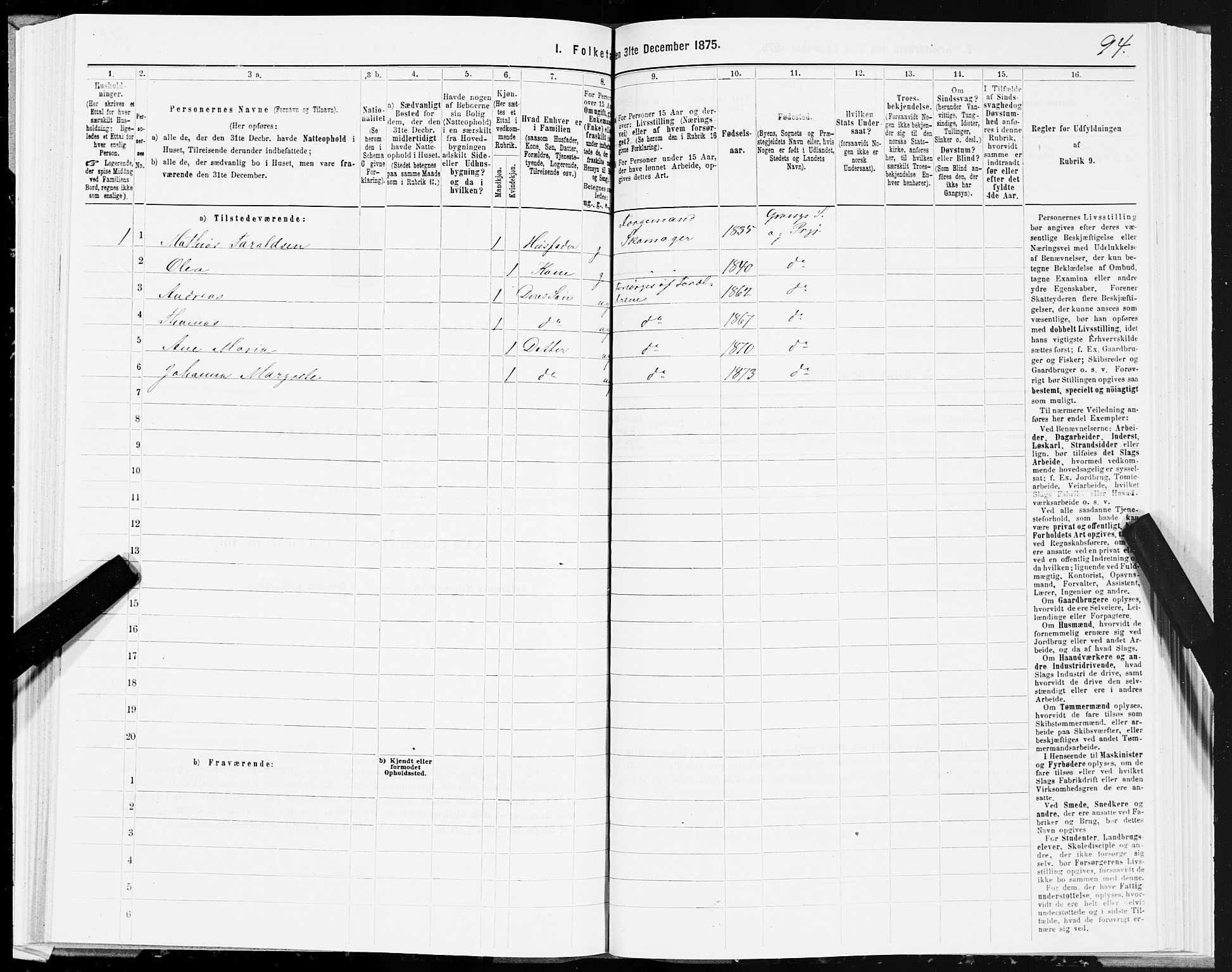 SAT, 1875 census for 1742P Grong, 1875, p. 2094