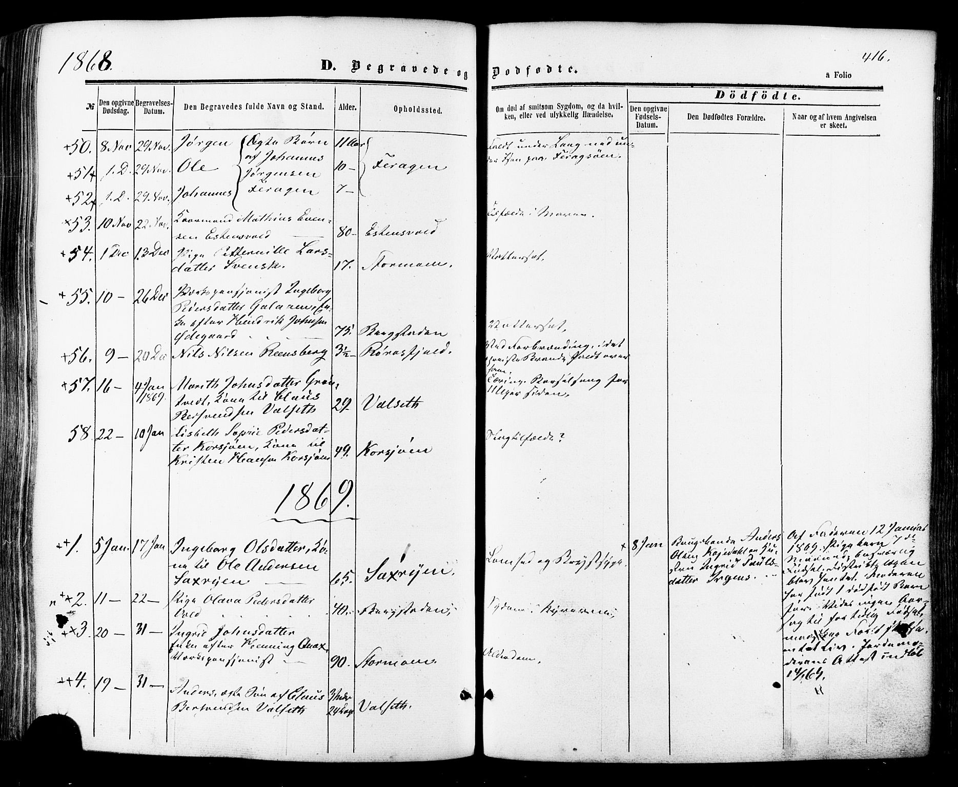 Ministerialprotokoller, klokkerbøker og fødselsregistre - Sør-Trøndelag, AV/SAT-A-1456/681/L0932: Parish register (official) no. 681A10, 1860-1878, p. 416