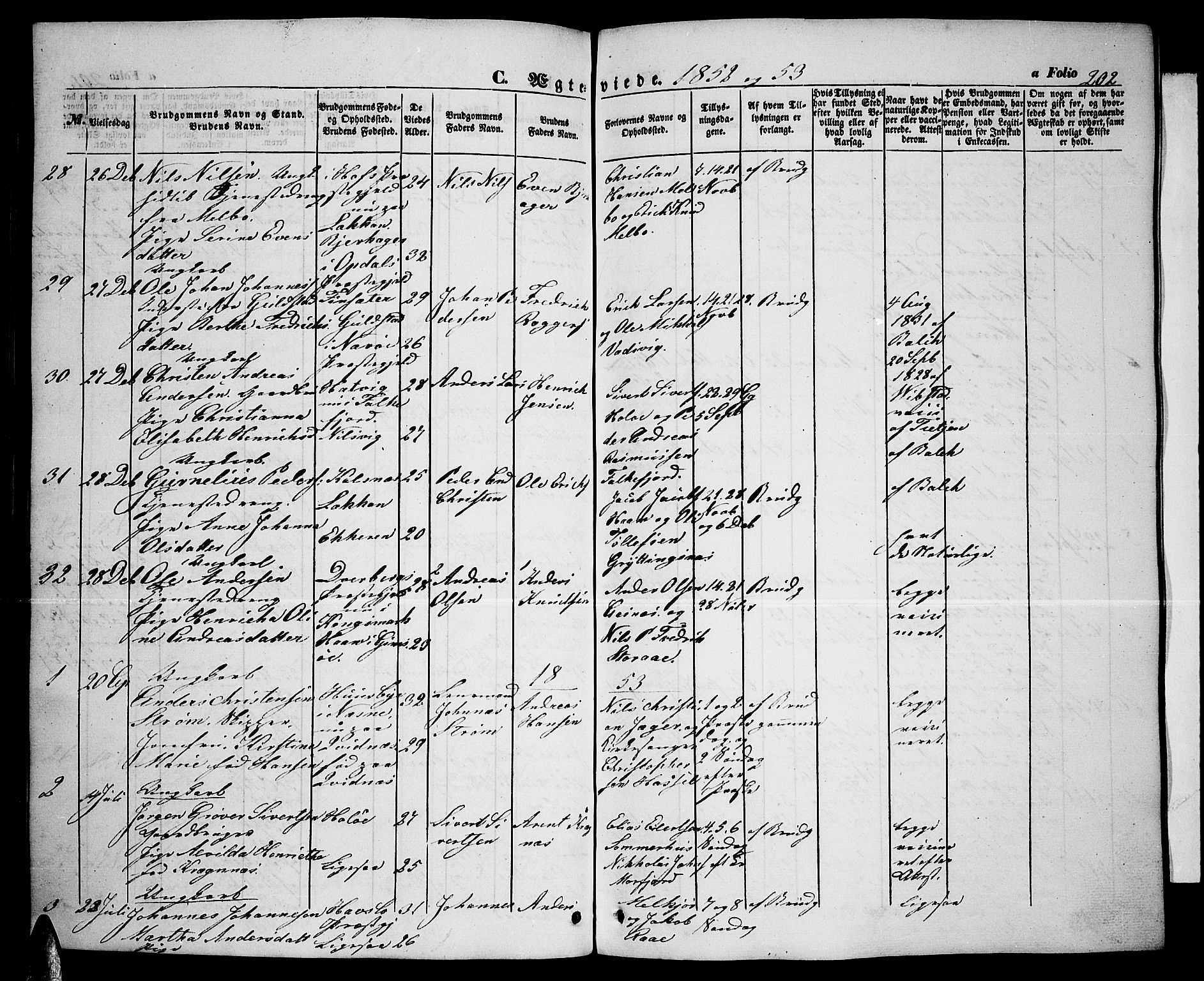 Ministerialprotokoller, klokkerbøker og fødselsregistre - Nordland, SAT/A-1459/888/L1265: Parish register (copy) no. 888C03, 1850-1863, p. 202