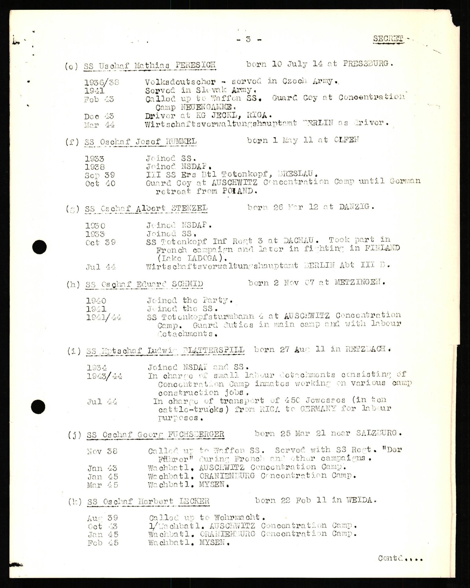 Forsvaret, Forsvarets overkommando II, RA/RAFA-3915/D/Db/L0022: CI Questionaires. Tyske okkupasjonsstyrker i Norge. Tyskere., 1945-1946, p. 240