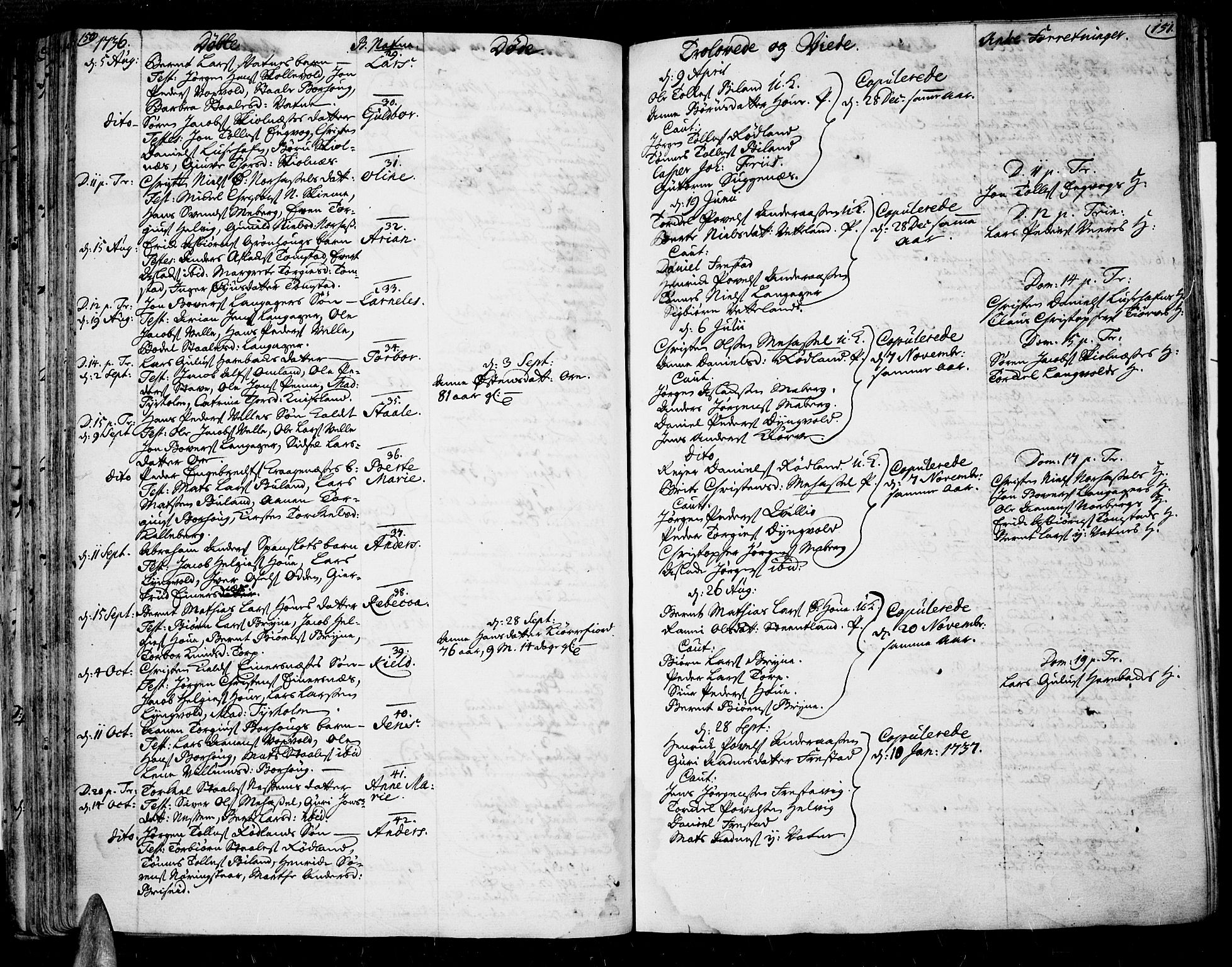 Lista sokneprestkontor, AV/SAK-1111-0027/F/Fa/L0002: Parish register (official) no. A 2 /1, 1726-1742, p. 150-151