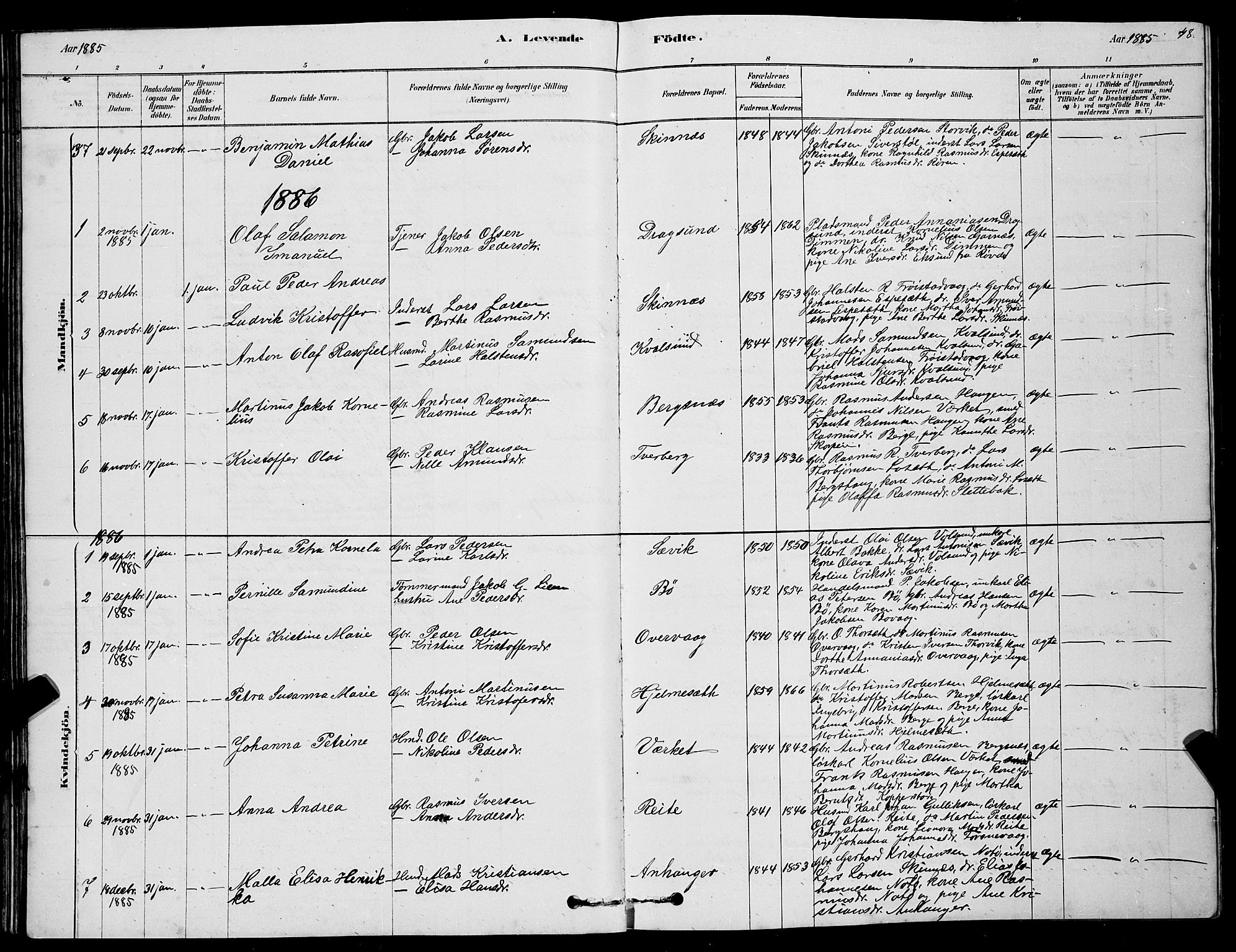 Ministerialprotokoller, klokkerbøker og fødselsregistre - Møre og Romsdal, AV/SAT-A-1454/507/L0081: Parish register (copy) no. 507C04, 1878-1898, p. 48