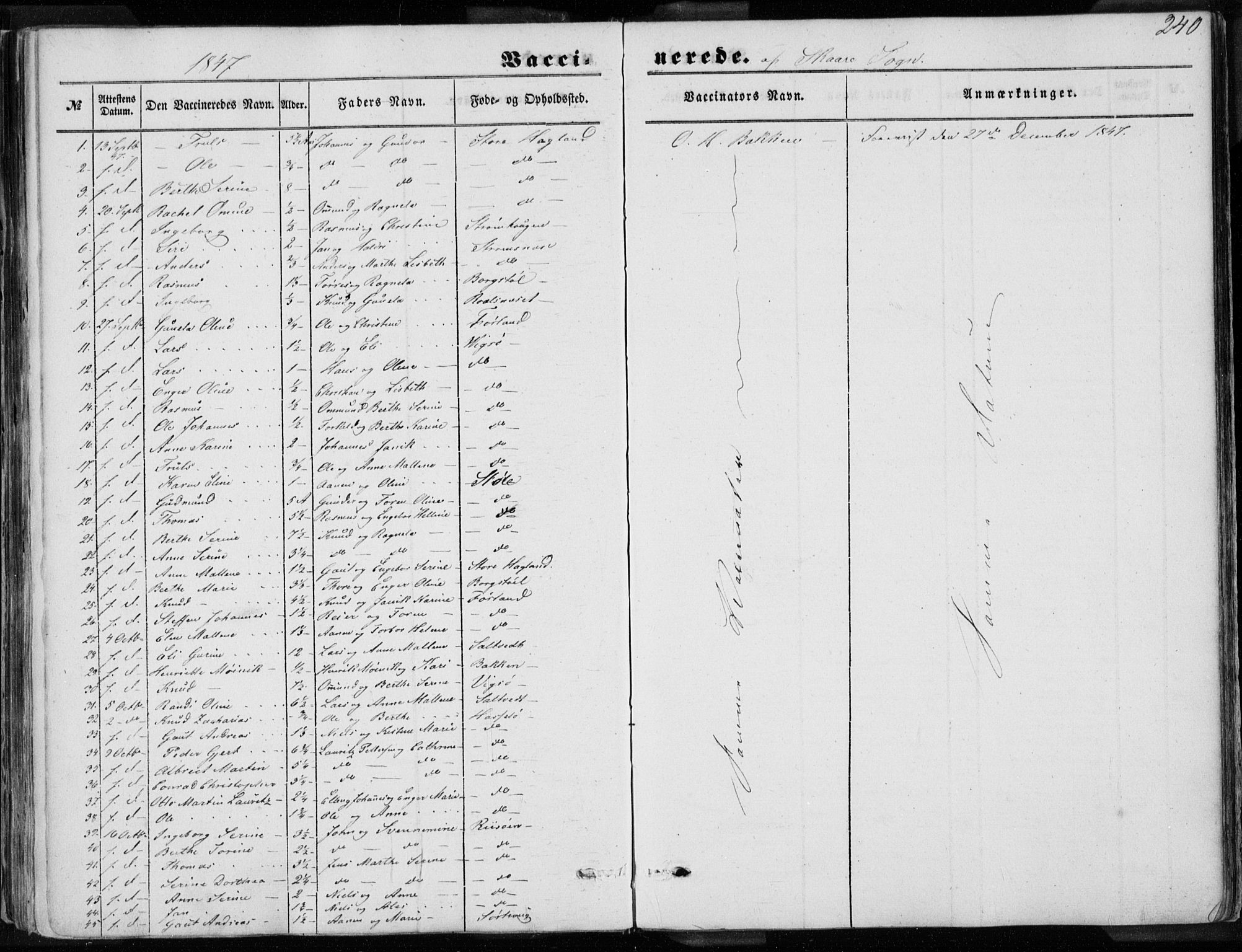 Torvastad sokneprestkontor, AV/SAST-A -101857/H/Ha/Haa/L0009: Parish register (official) no. A 9, 1847-1856, p. 240