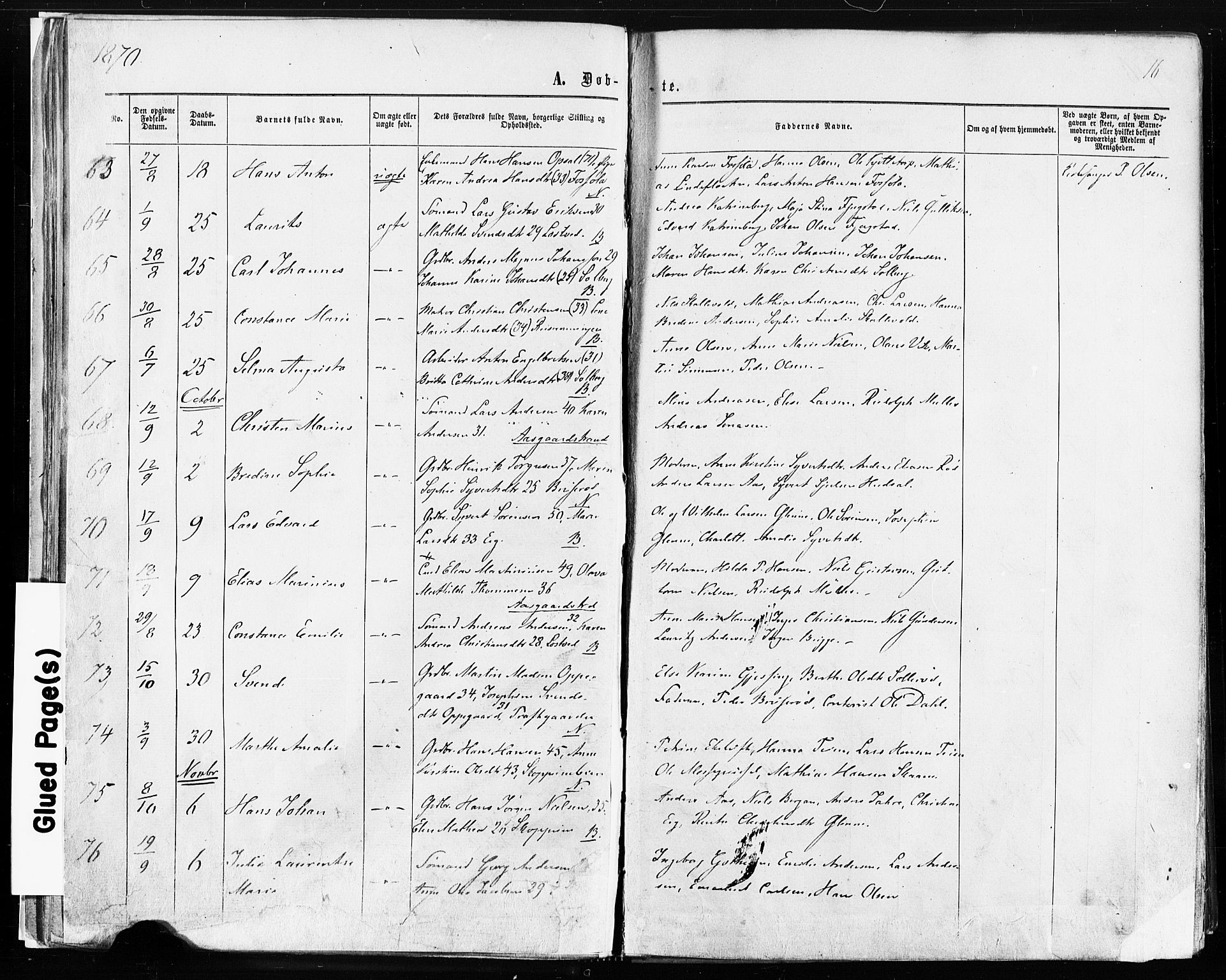 Borre kirkebøker, AV/SAKO-A-338/F/Fa/L0008: Parish register (official) no. I 8, 1868-1877, p. 16