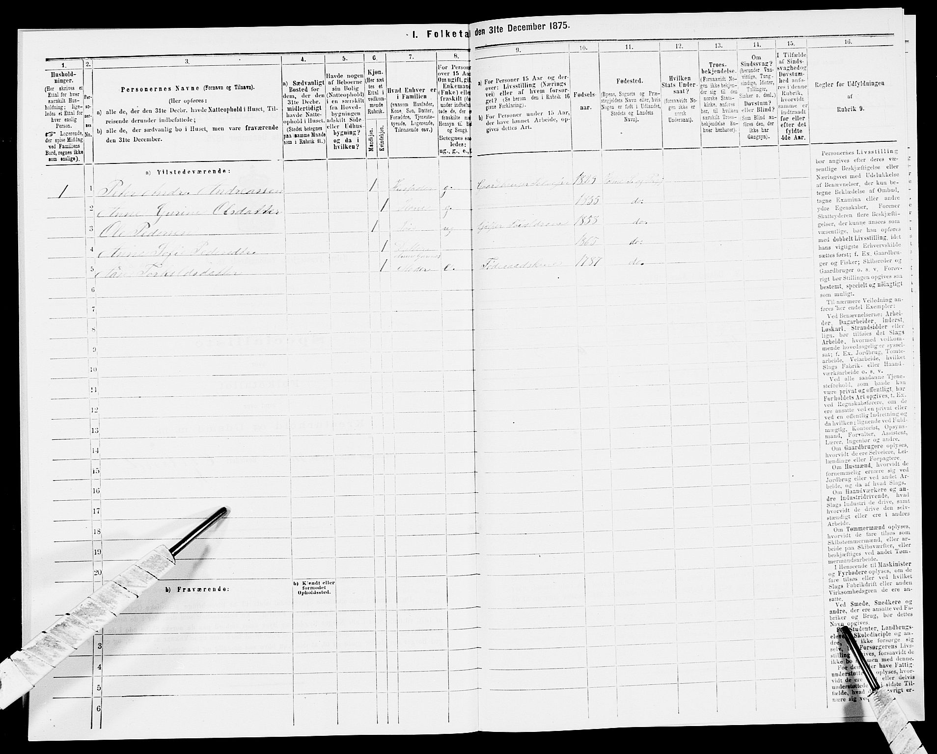 SAK, 1875 census for 1020P Holum, 1875, p. 568