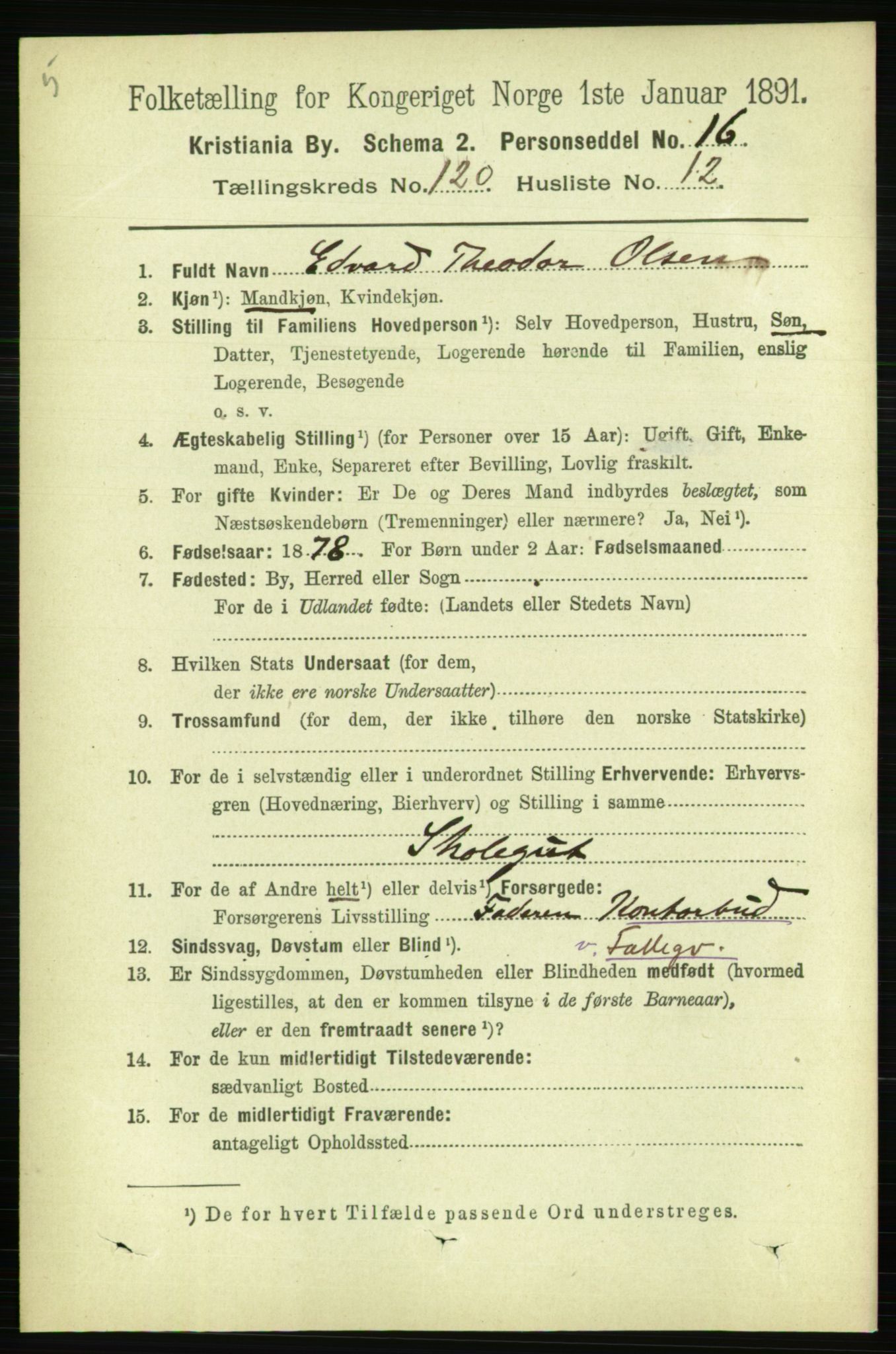 RA, 1891 census for 0301 Kristiania, 1891, p. 64172