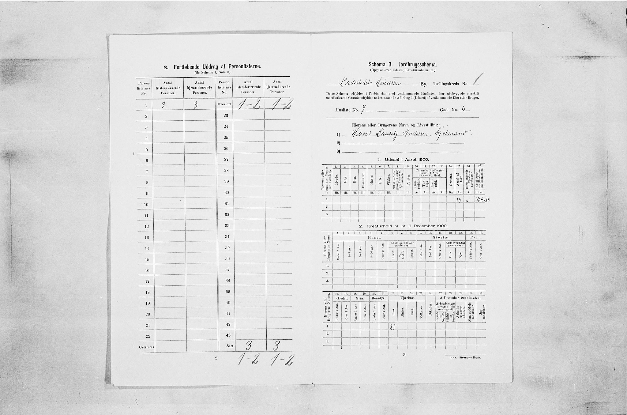 SAO, 1900 census for Hvitsten, 1900