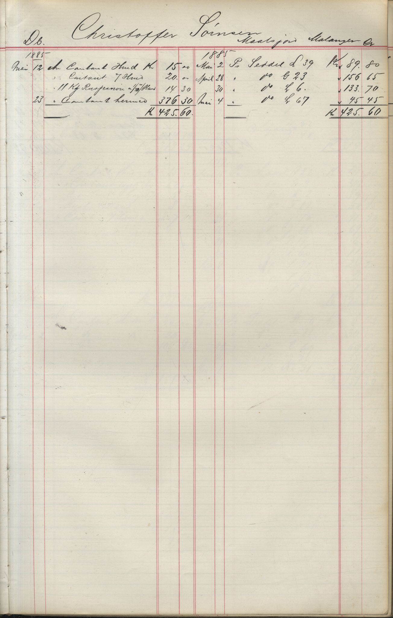 Brodtkorb handel A/S, VAMU/A-0001/F/Fa/L0004/0001: Kompanibøker. Utensogns / Compagnibog for Udensogns Fiskere No 15. Fra A - H, 1882-1895, p. 144