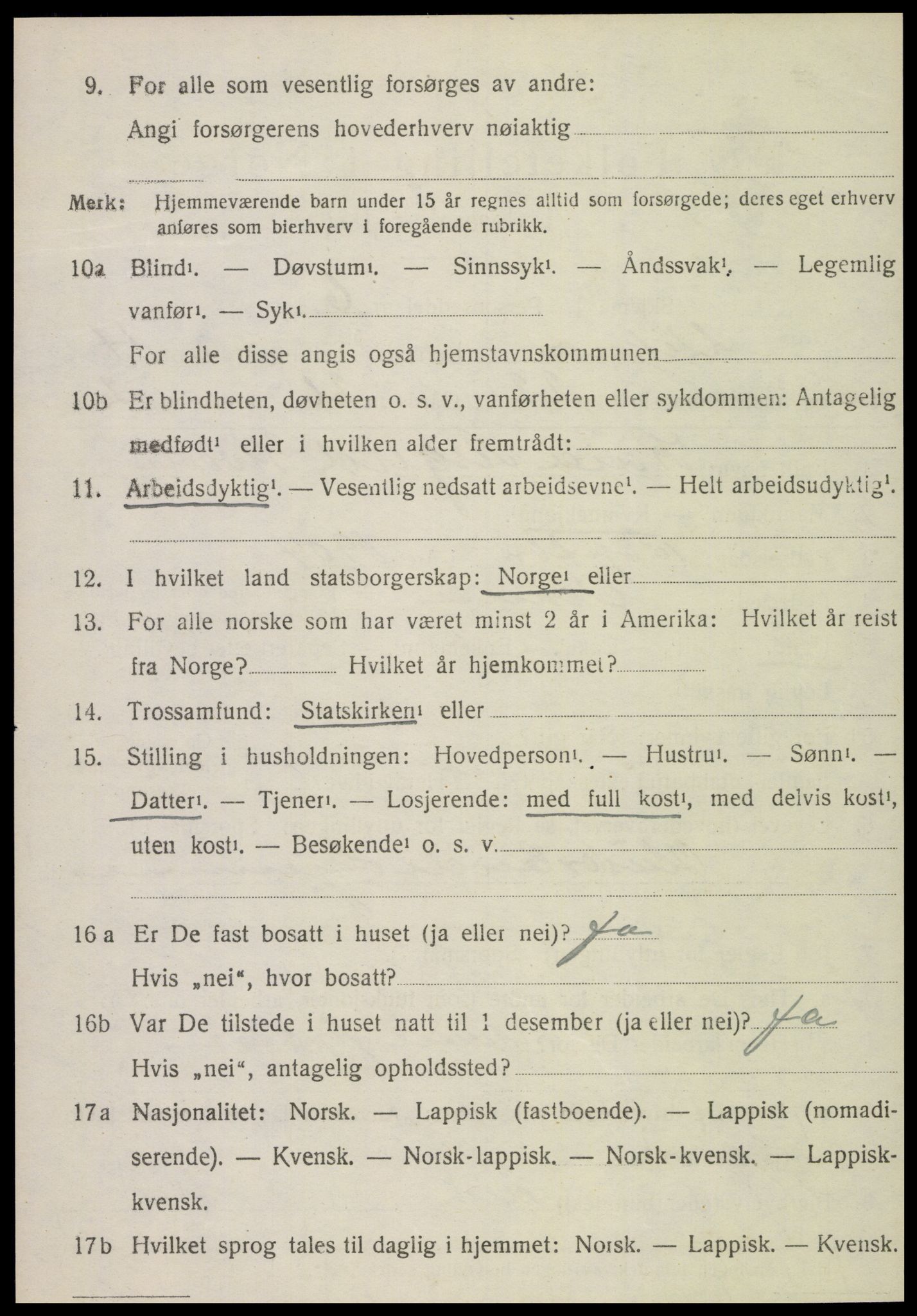 SAT, 1920 census for Vikna, 1920, p. 4396