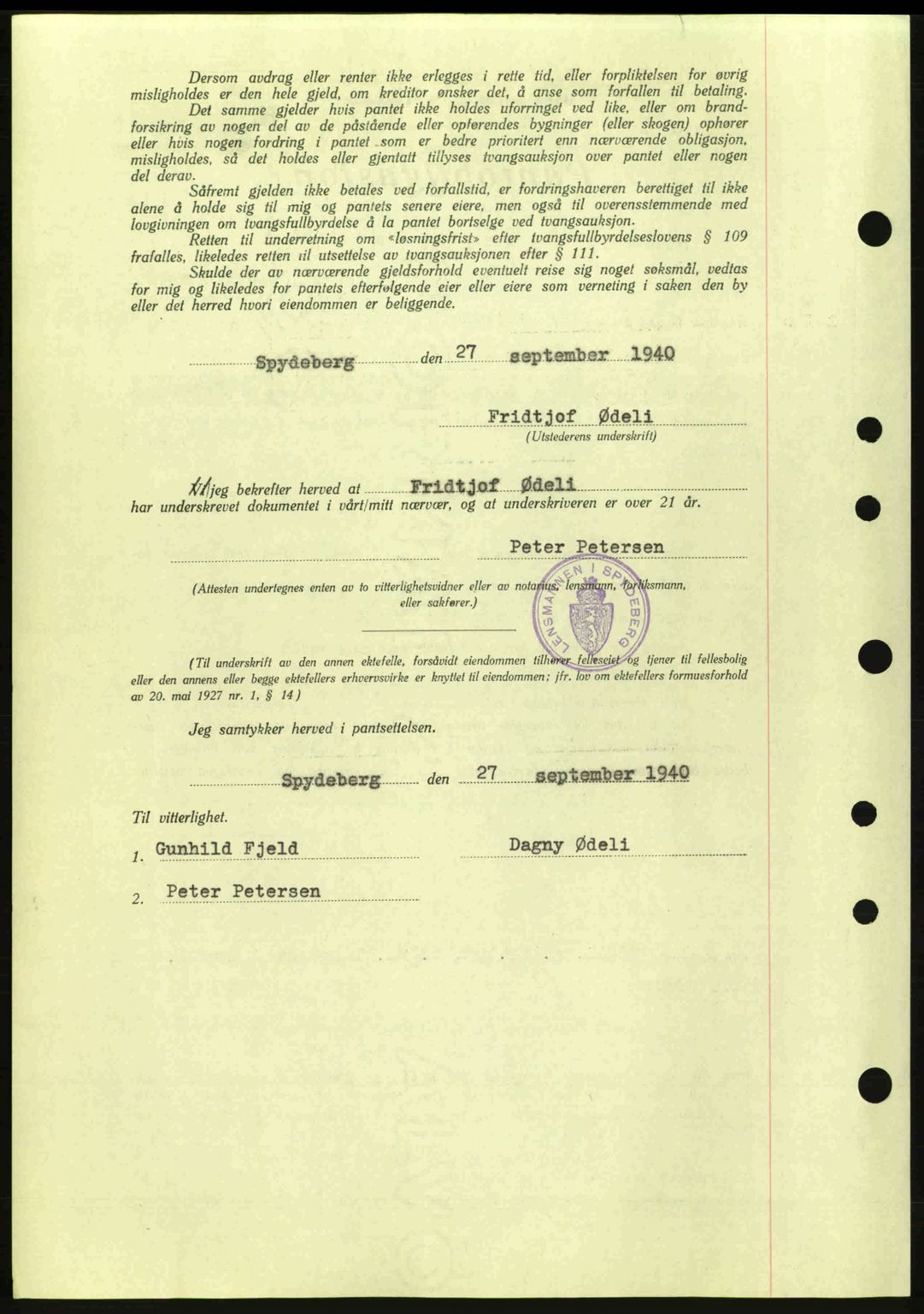 Moss sorenskriveri, SAO/A-10168: Mortgage book no. B10, 1940-1941, Diary no: : 1321/1940