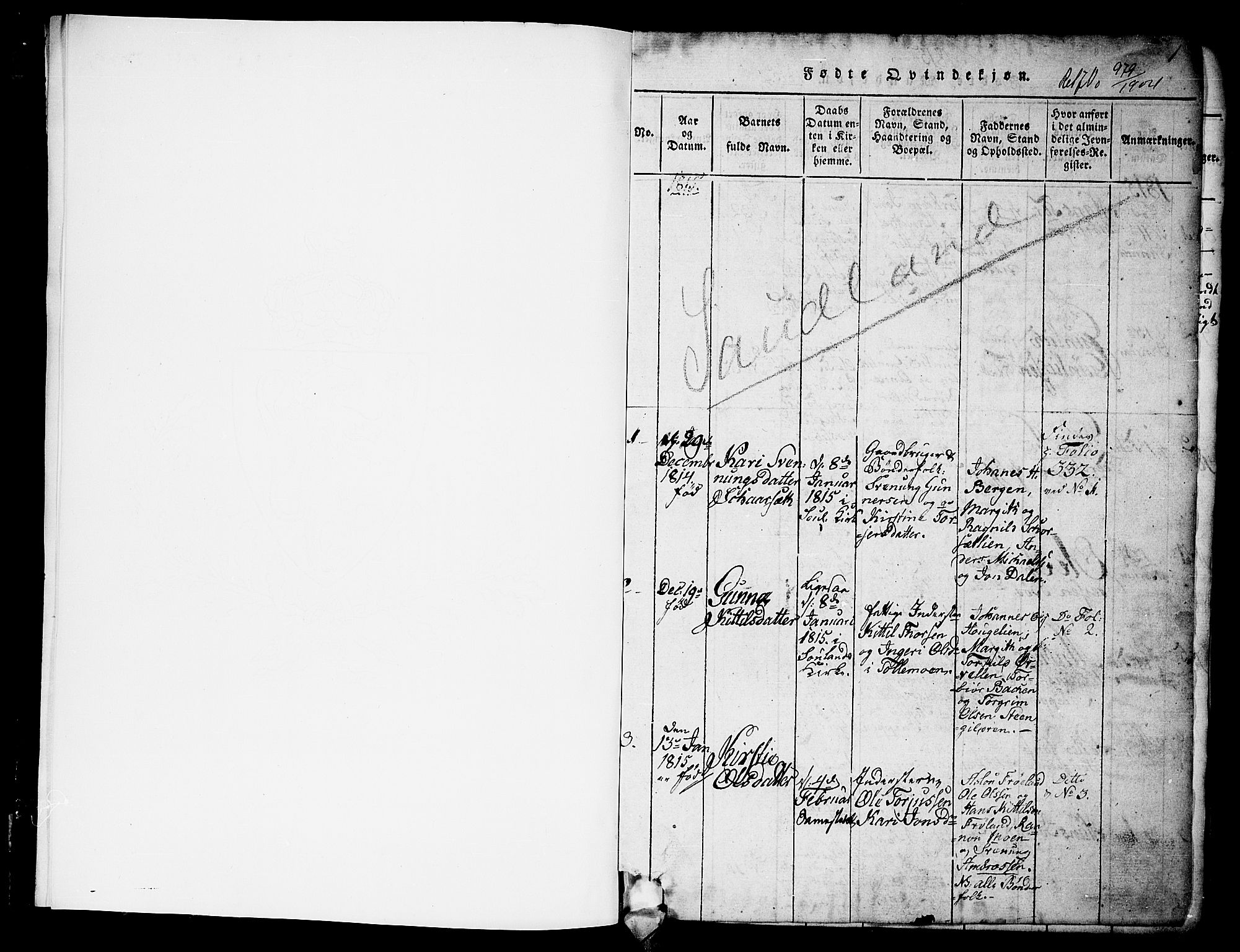 Hjartdal kirkebøker, SAKO/A-270/G/Gb/L0001: Parish register (copy) no. II 1, 1815-1842, p. 1
