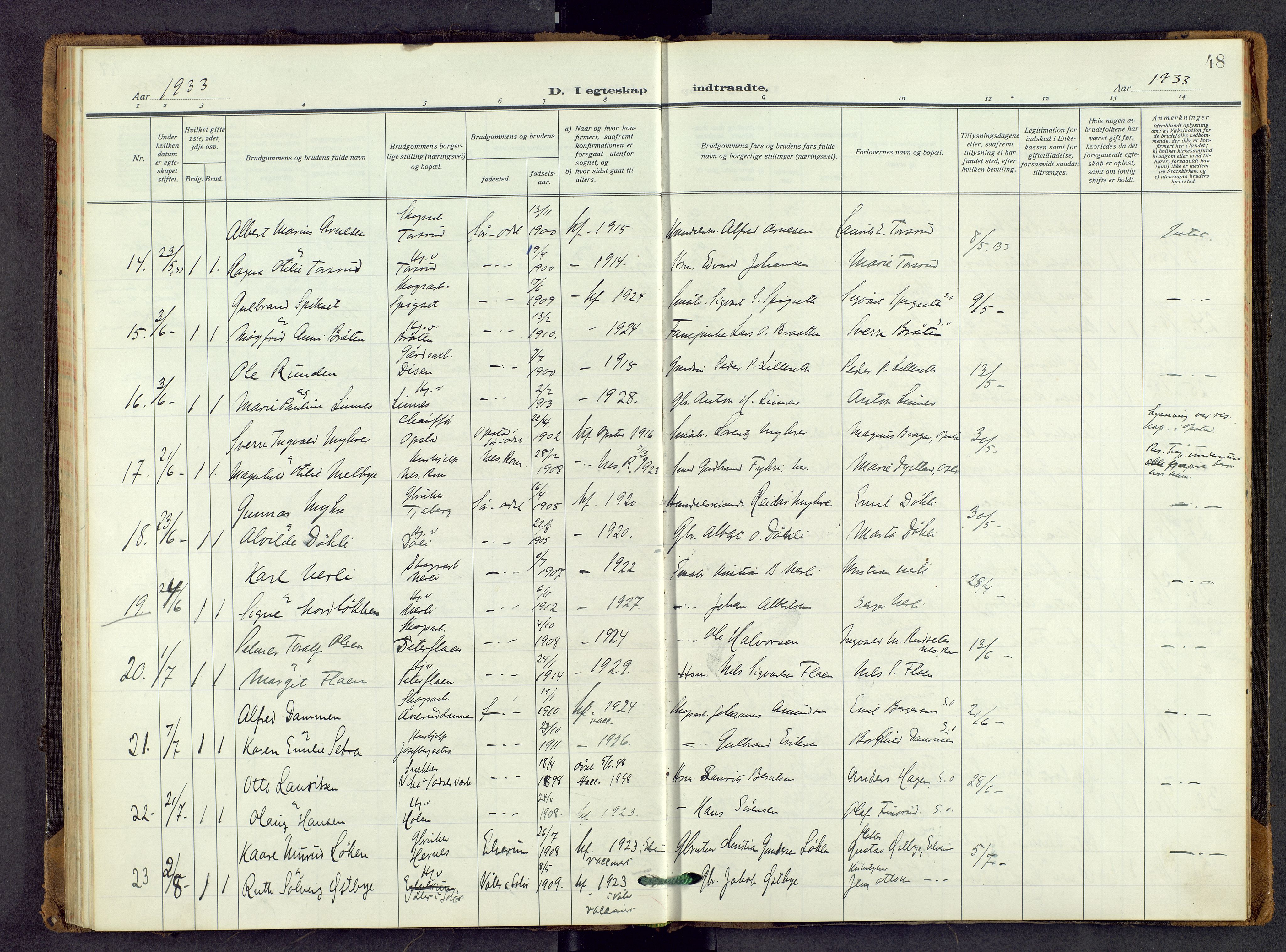 Sør-Odal prestekontor, AV/SAH-PREST-030/H/Ha/Haa/L0011: Parish register (official) no. 11, 1922-1945, p. 48