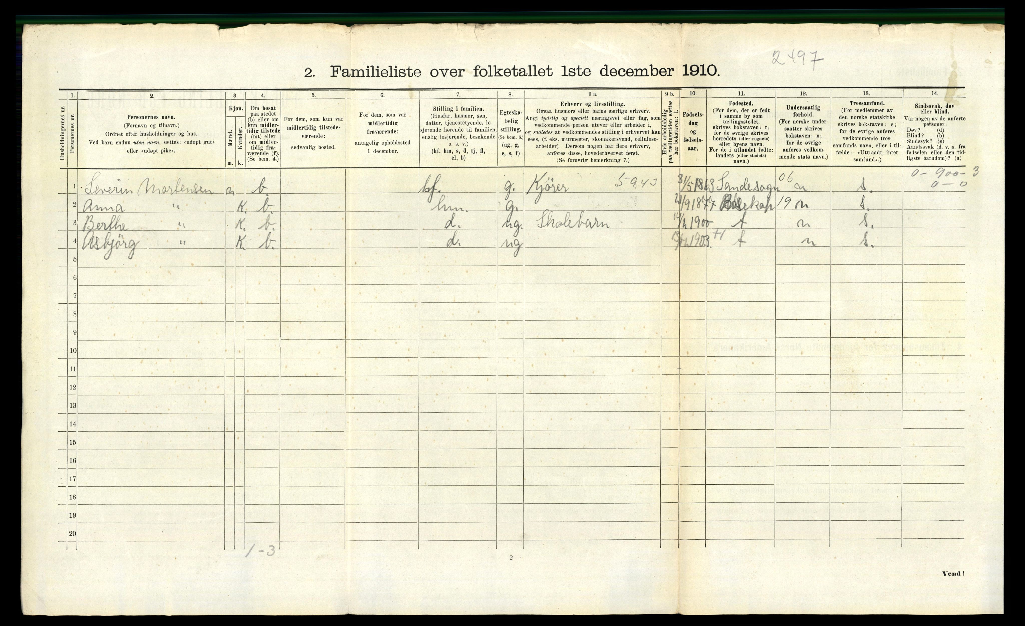 RA, 1910 census for Vardø, 1910, p. 1701