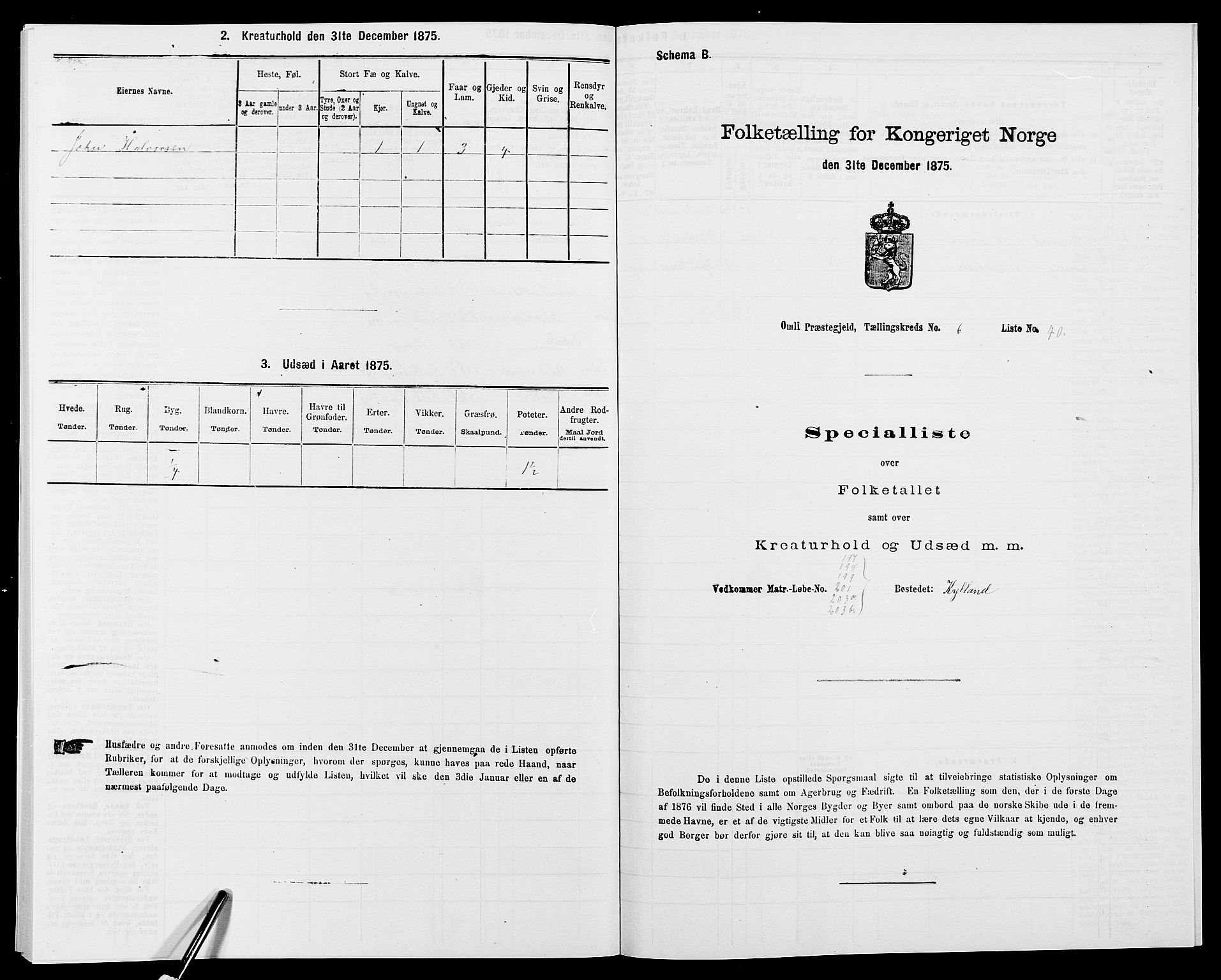 SAK, 1875 census for 0929P Åmli, 1875, p. 534