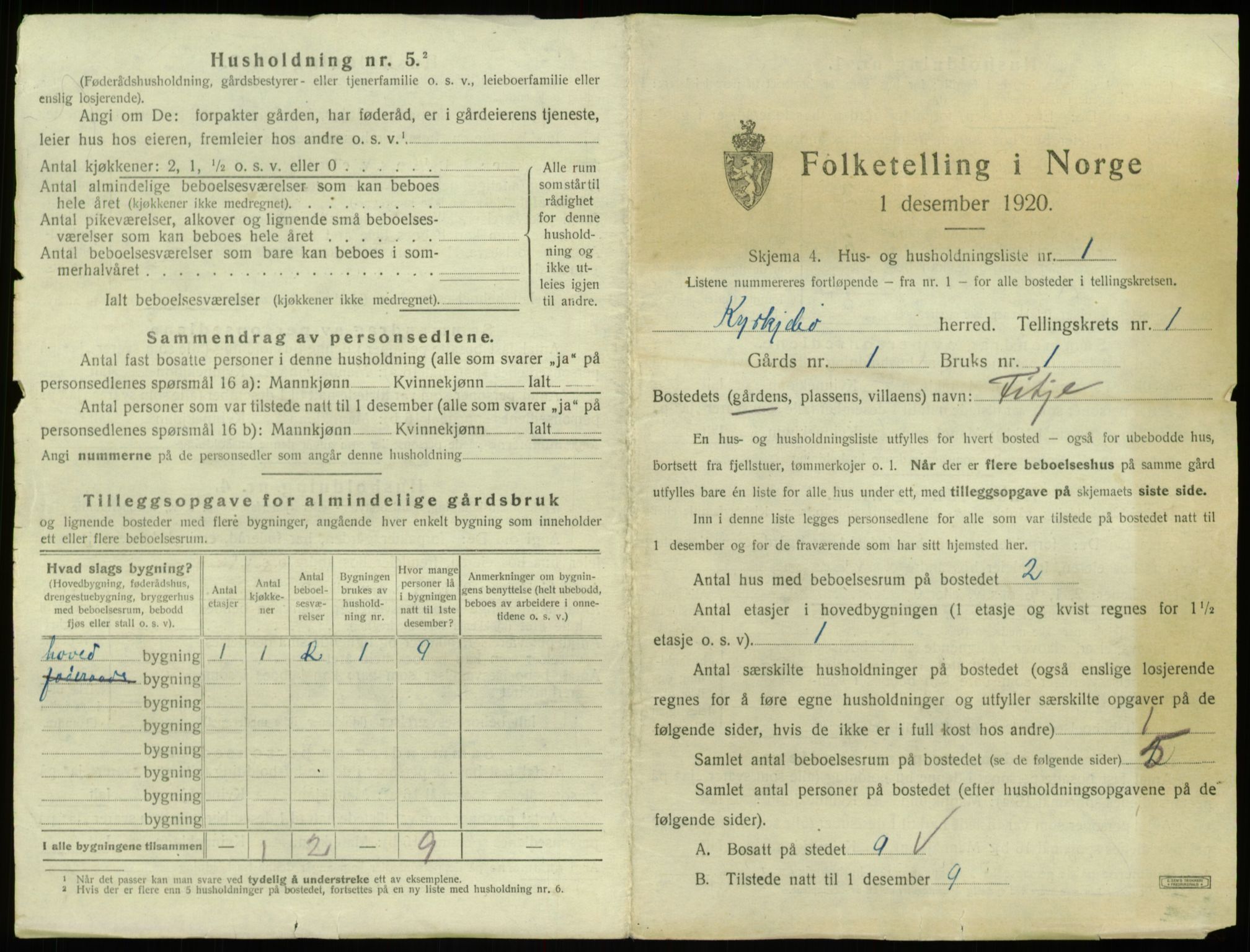 SAB, 1920 census for Kyrkjebø, 1920, p. 39