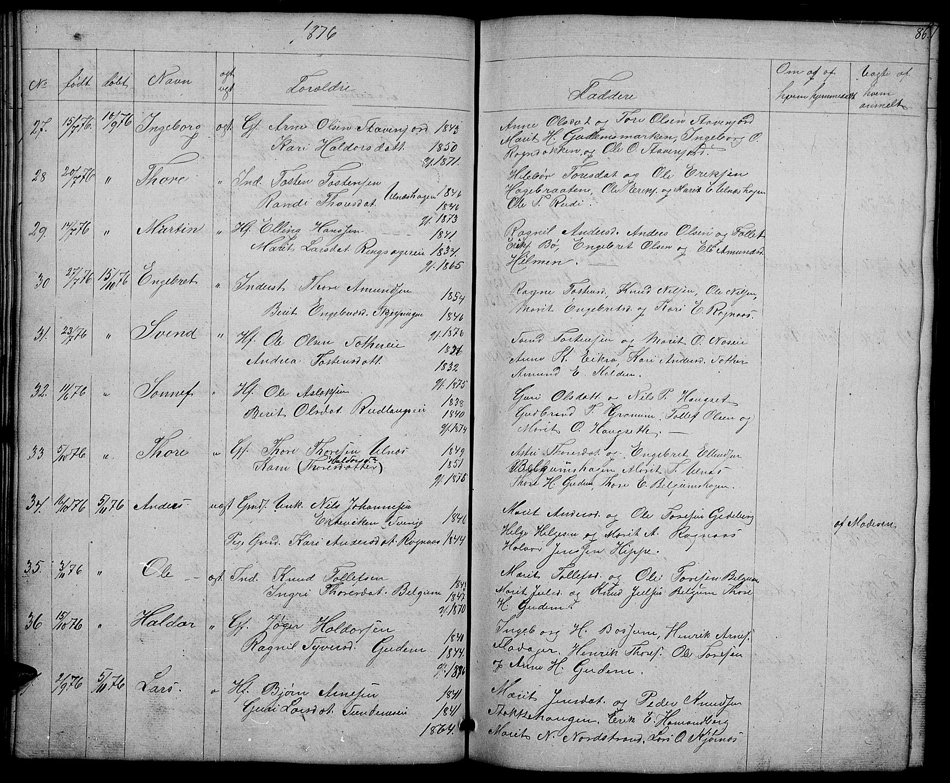 Nord-Aurdal prestekontor, SAH/PREST-132/H/Ha/Hab/L0004: Parish register (copy) no. 4, 1842-1882, p. 86