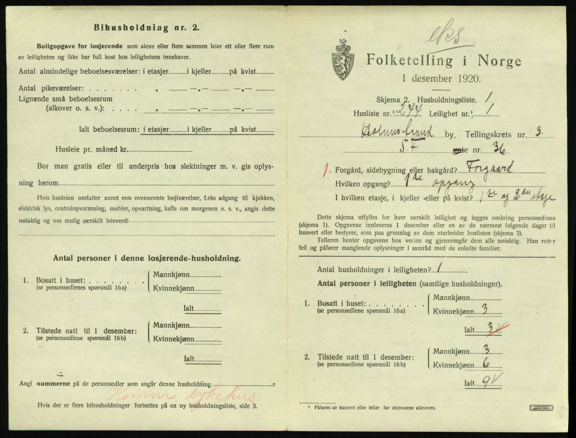 SAKO, 1920 census for Holmestrand, 1920, p. 1438