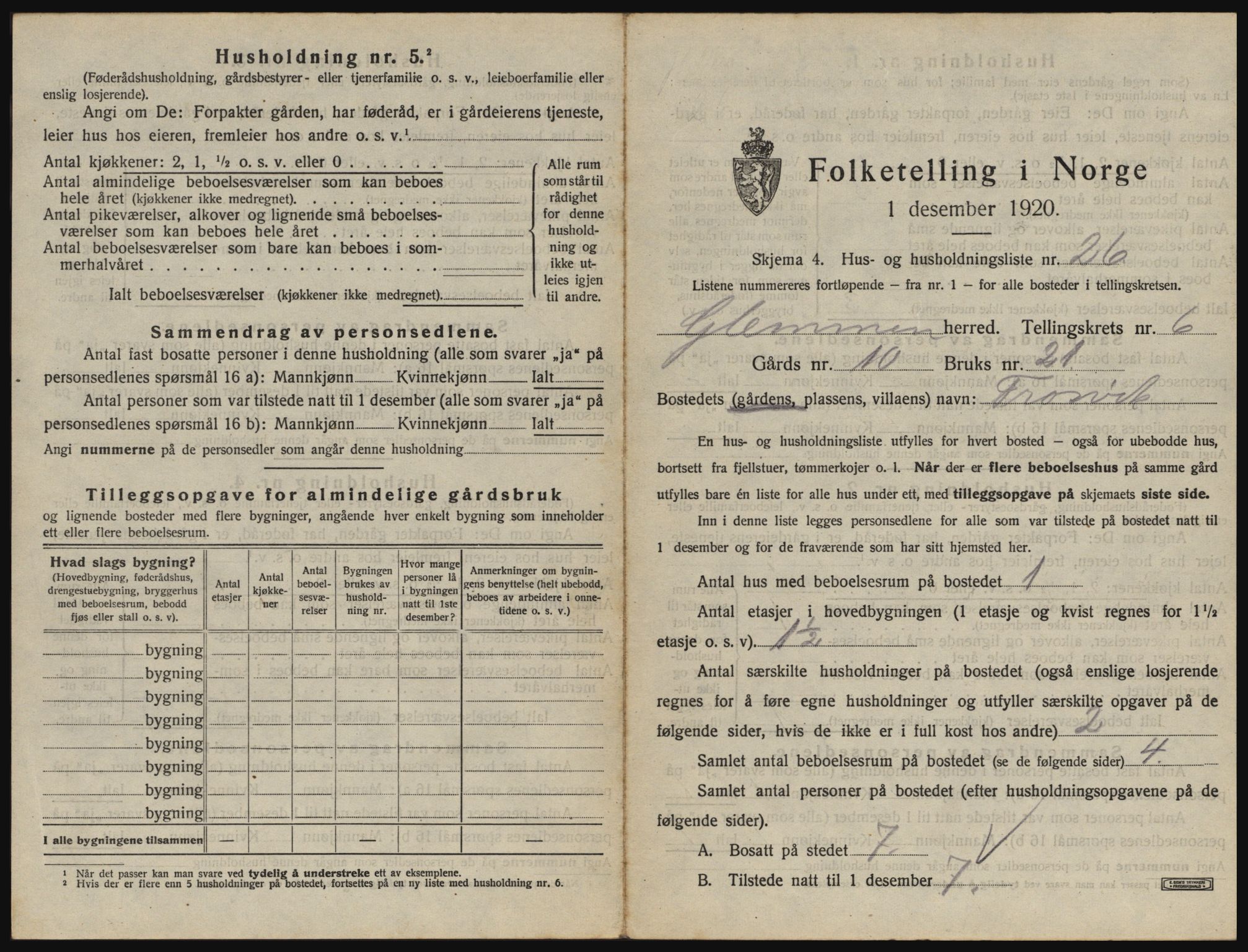 SAO, 1920 census for Glemmen, 1920, p. 2551