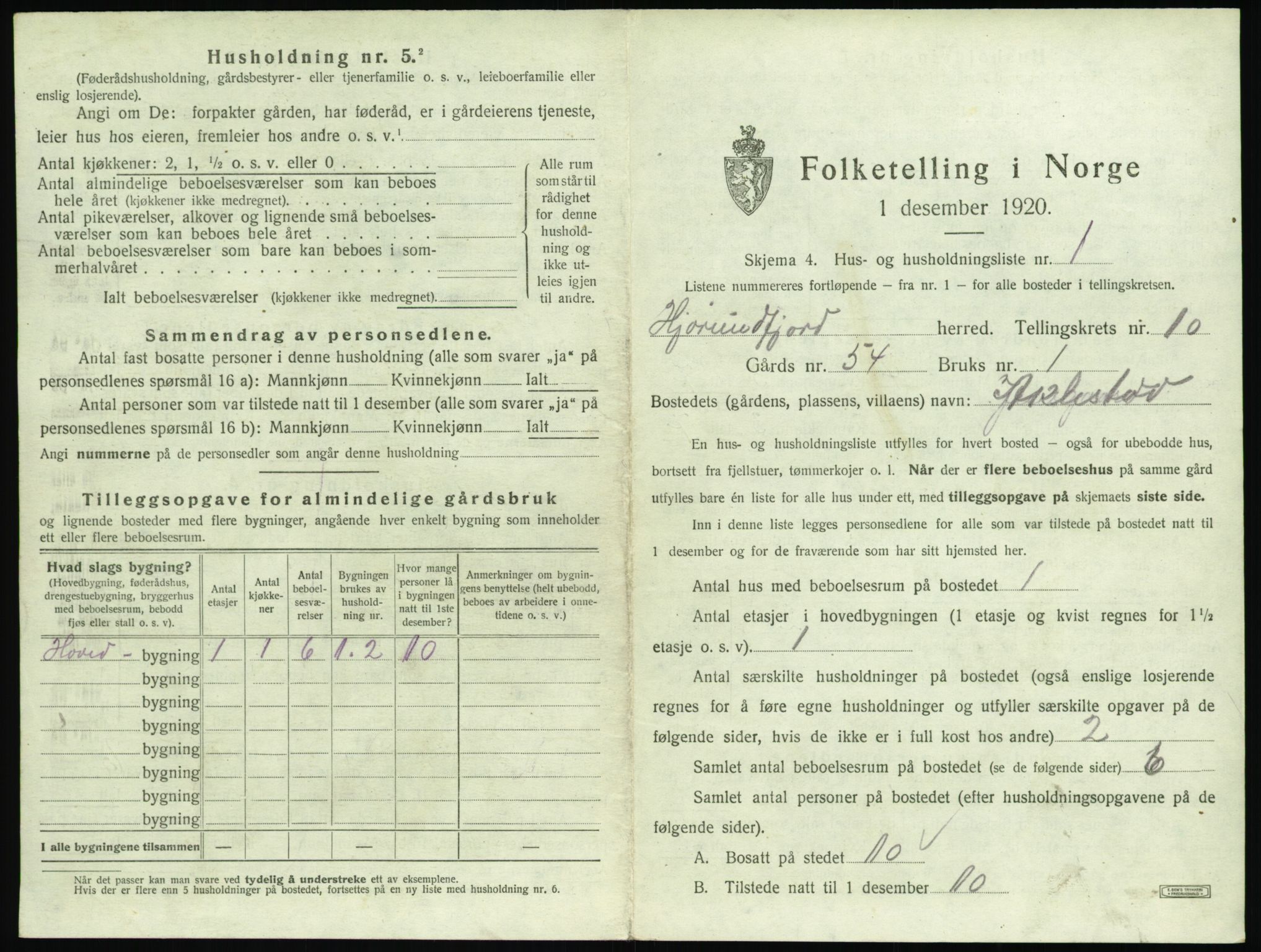 SAT, 1920 census for Hjørundfjord, 1920, p. 483