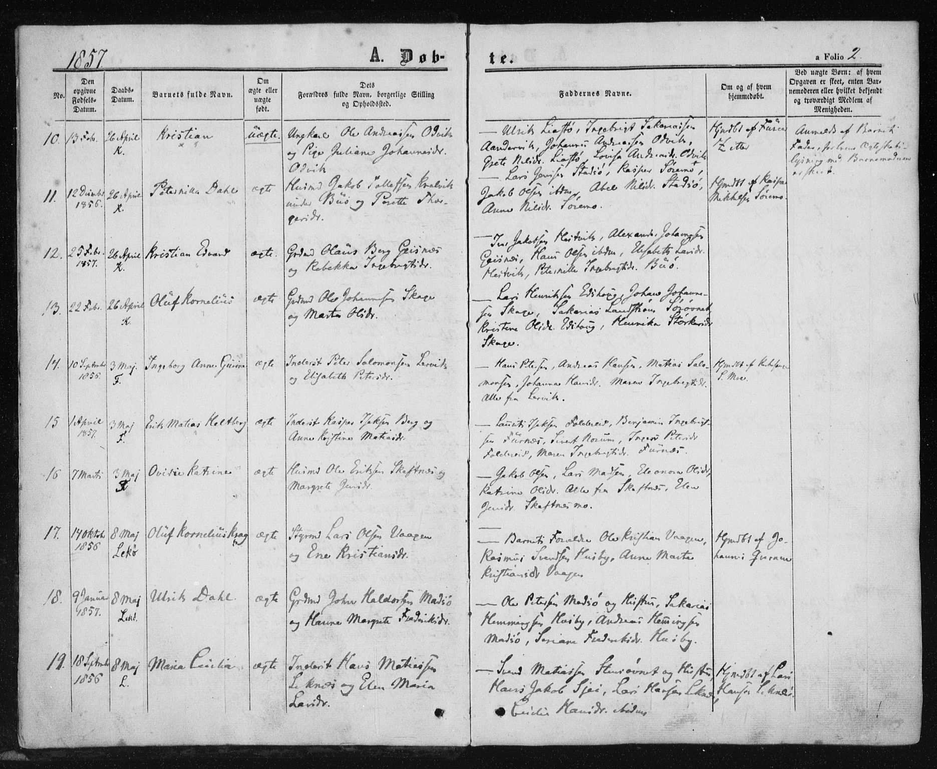 Ministerialprotokoller, klokkerbøker og fødselsregistre - Nord-Trøndelag, SAT/A-1458/780/L0641: Parish register (official) no. 780A06, 1857-1874, p. 2