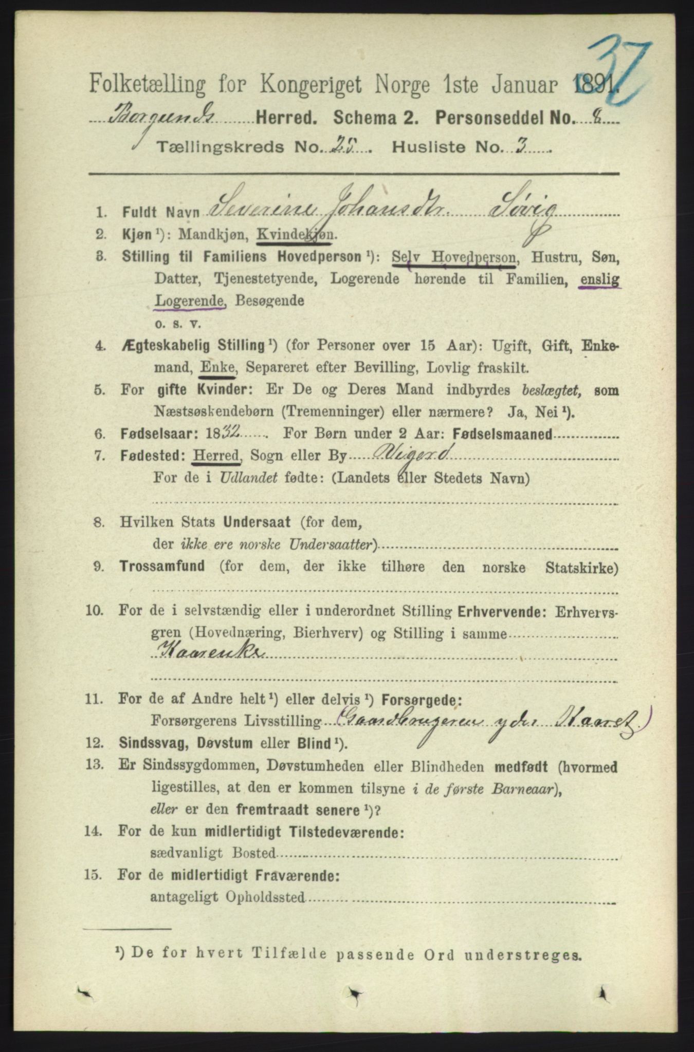 RA, 1891 census for 1531 Borgund, 1891, p. 7276