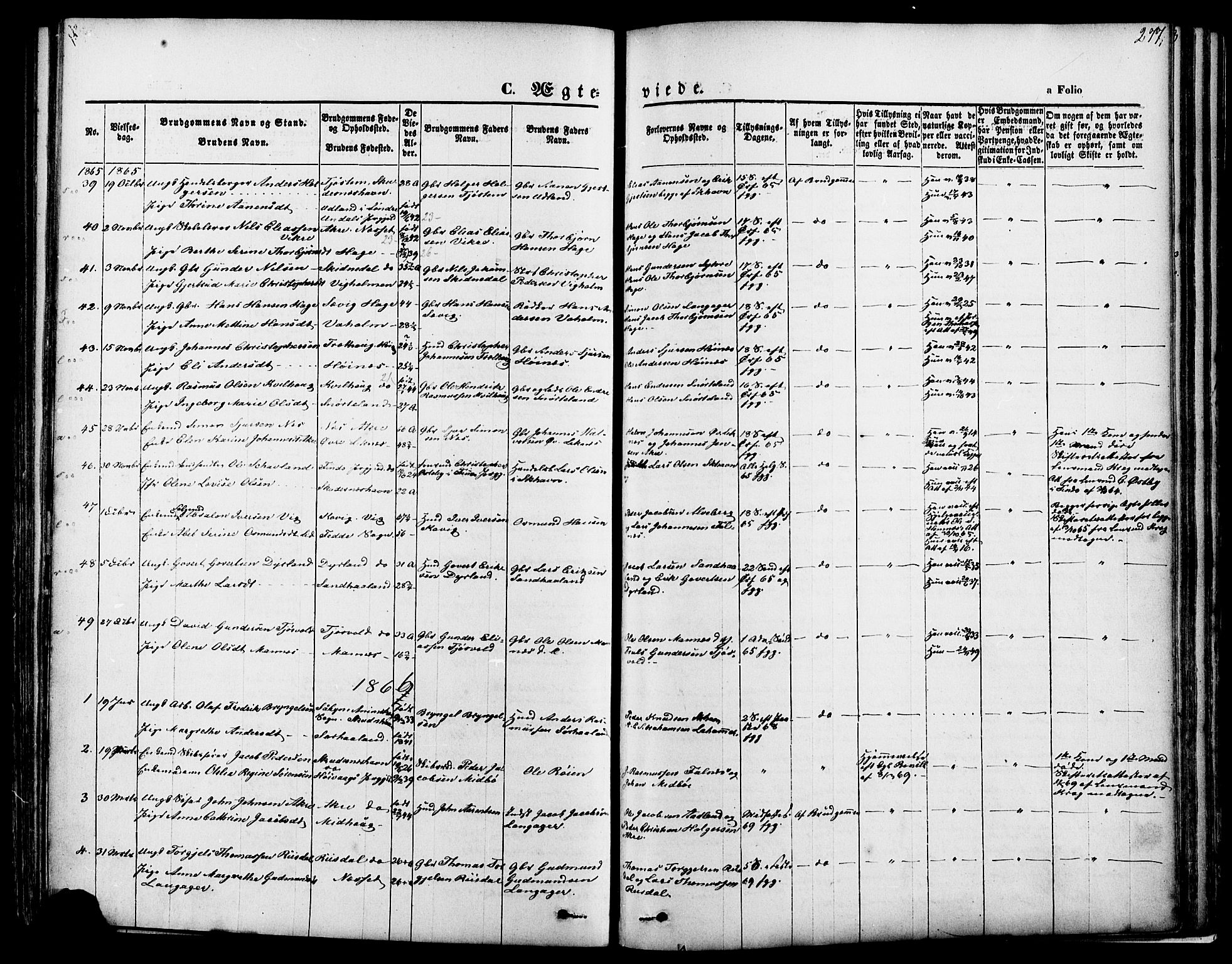 Skudenes sokneprestkontor, AV/SAST-A -101849/H/Ha/Haa/L0006: Parish register (official) no. A 4, 1864-1881, p. 277