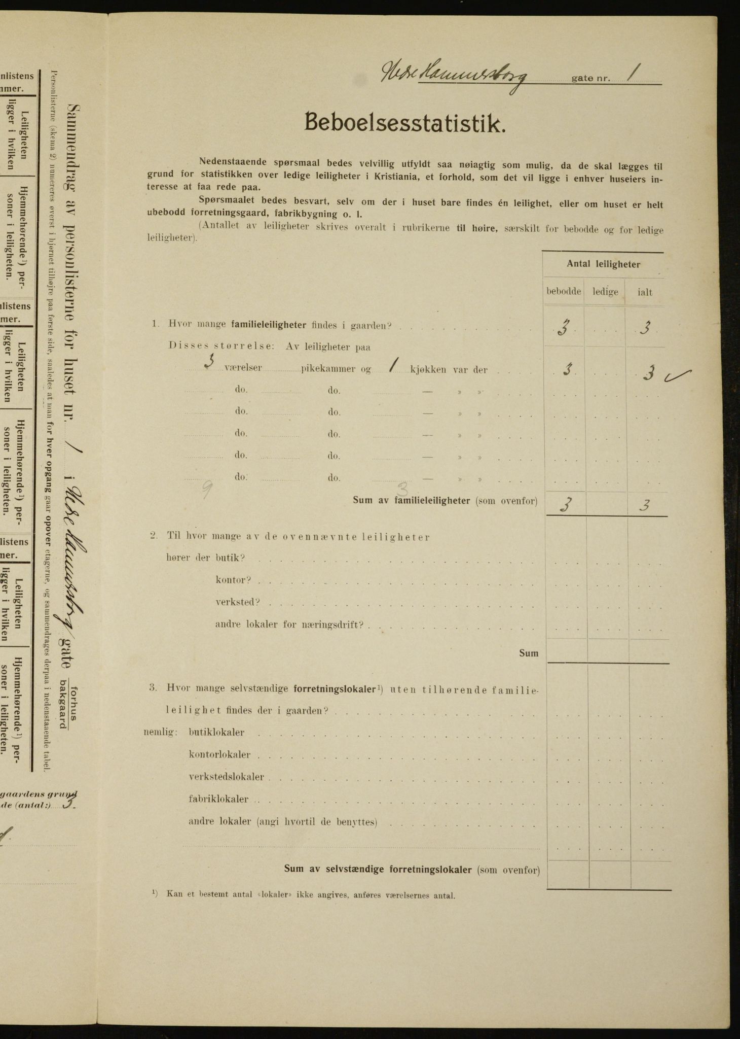 OBA, Municipal Census 1910 for Kristiania, 1910, p. 66853