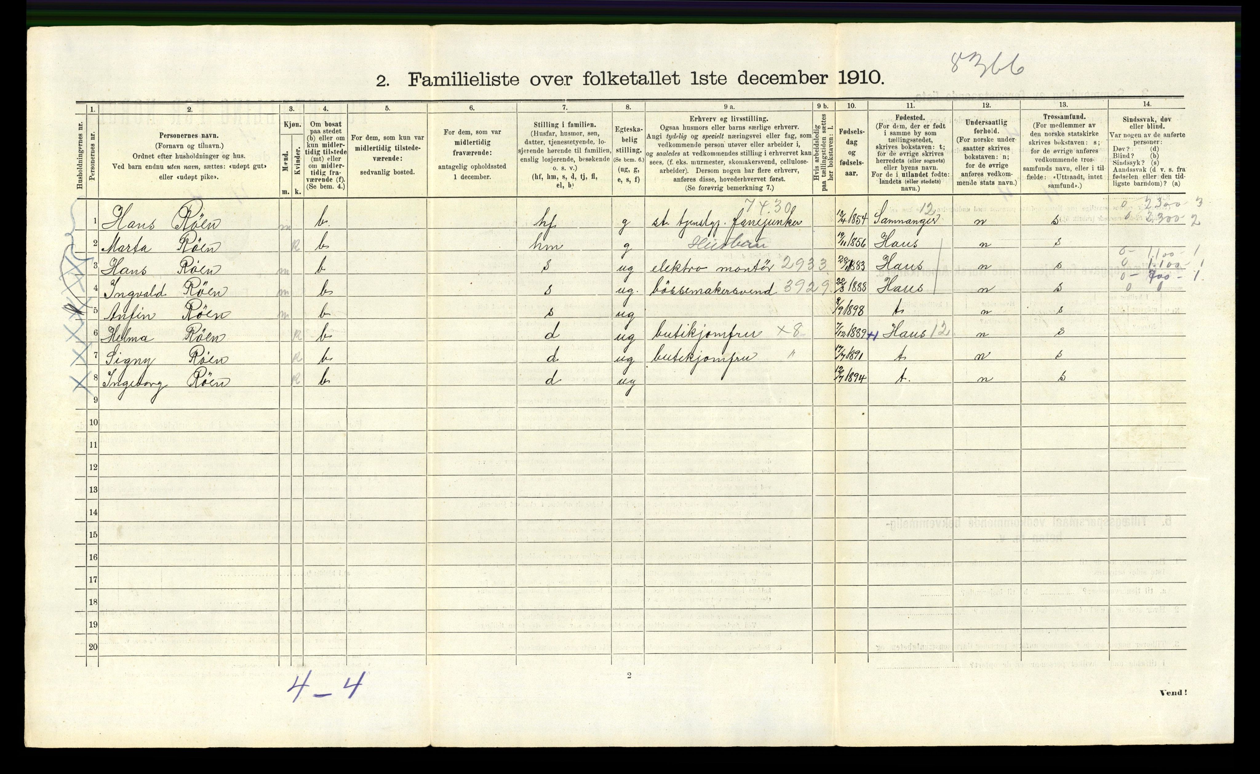 RA, 1910 census for Bergen, 1910, p. 7426