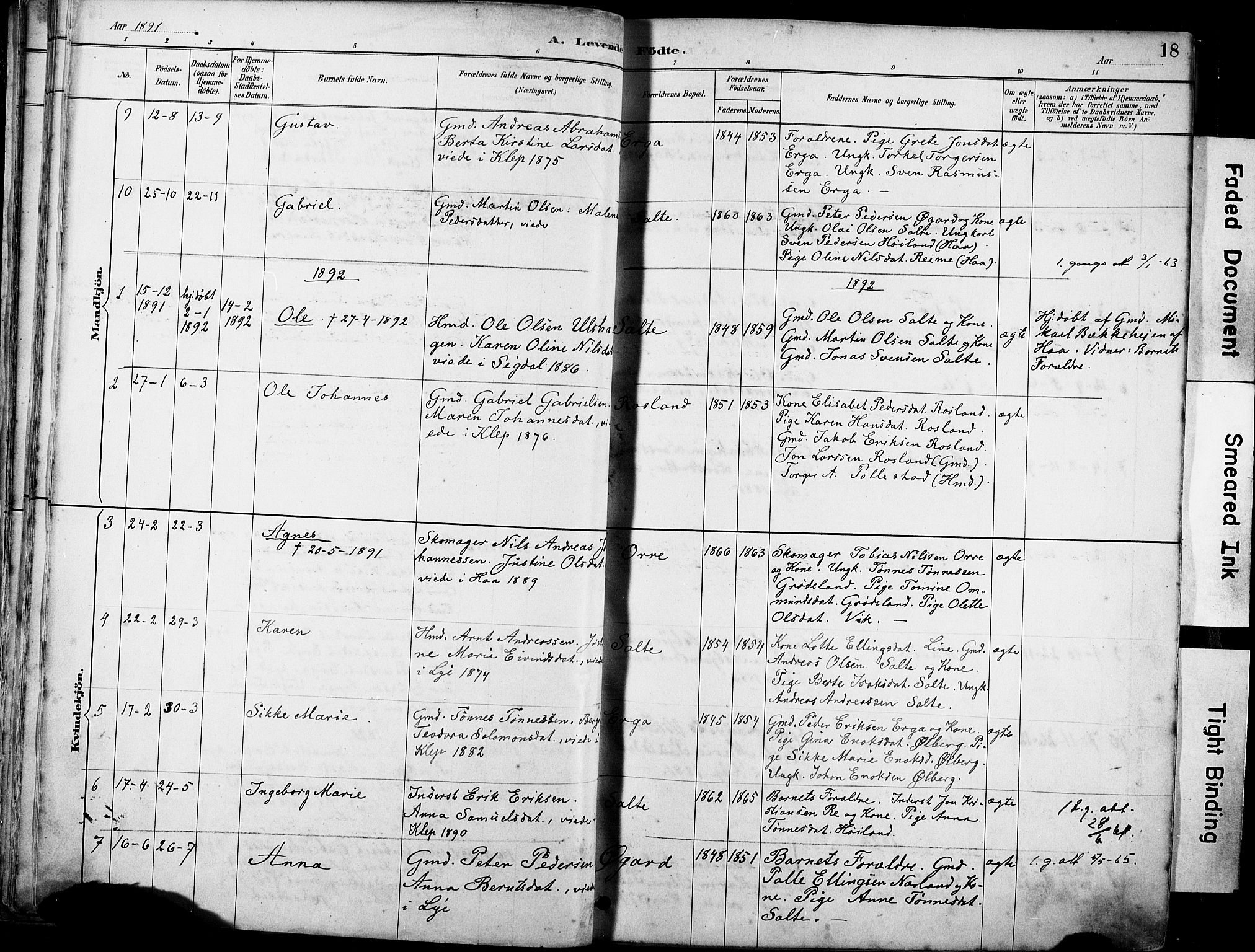 Klepp sokneprestkontor, AV/SAST-A-101803/001/3/30BA/L0007: Parish register (official) no. A 8, 1886-1912, p. 18