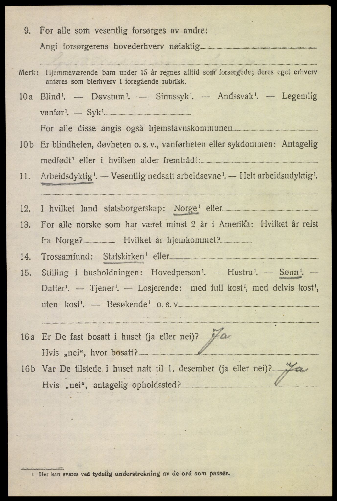 SAH, 1920 census for Vang (Oppland), 1920, p. 1364